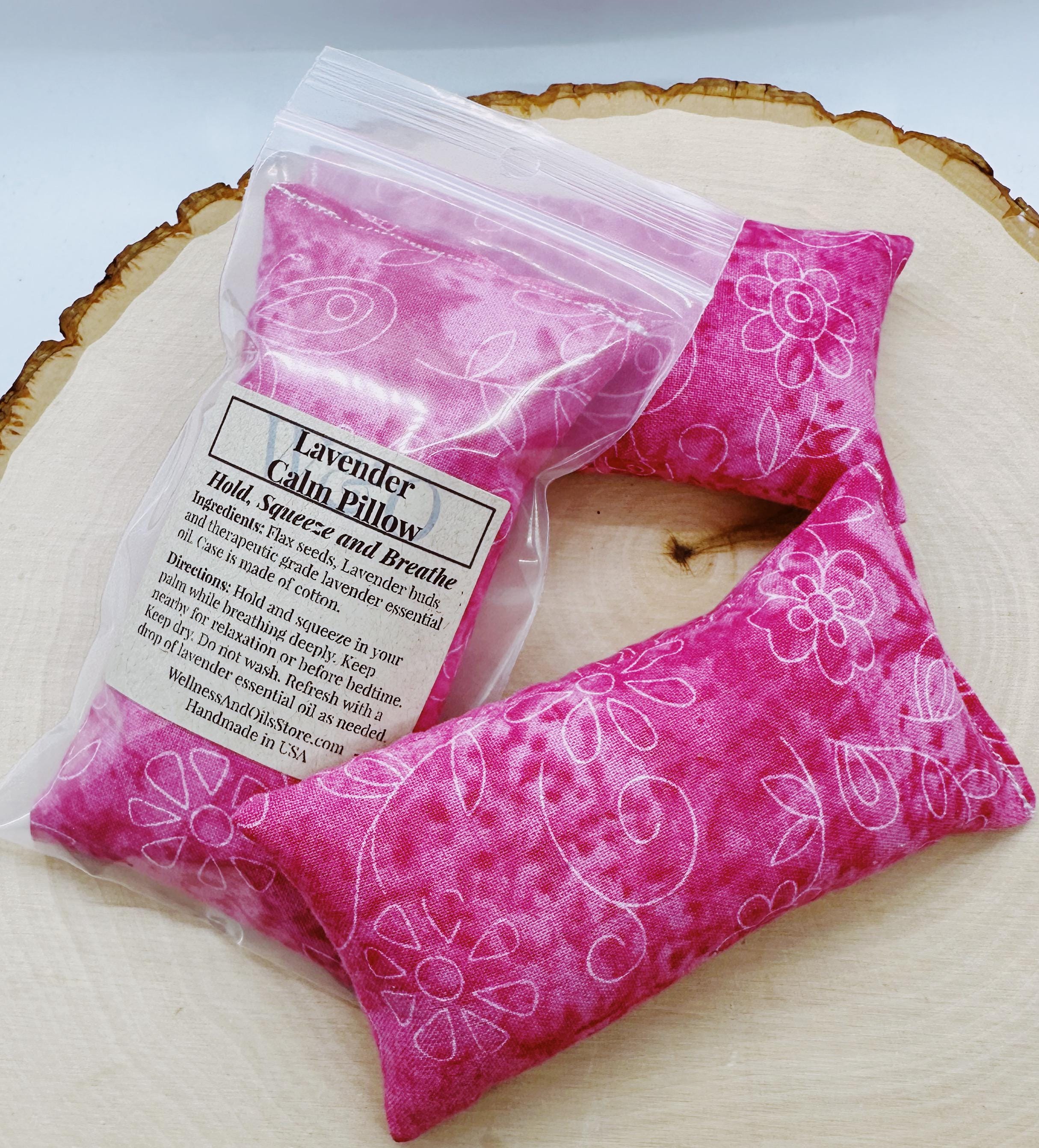 Lavender Calm Pillow, Stress Relief Aromatherapy, Hand Pillow, Pink Butterflies