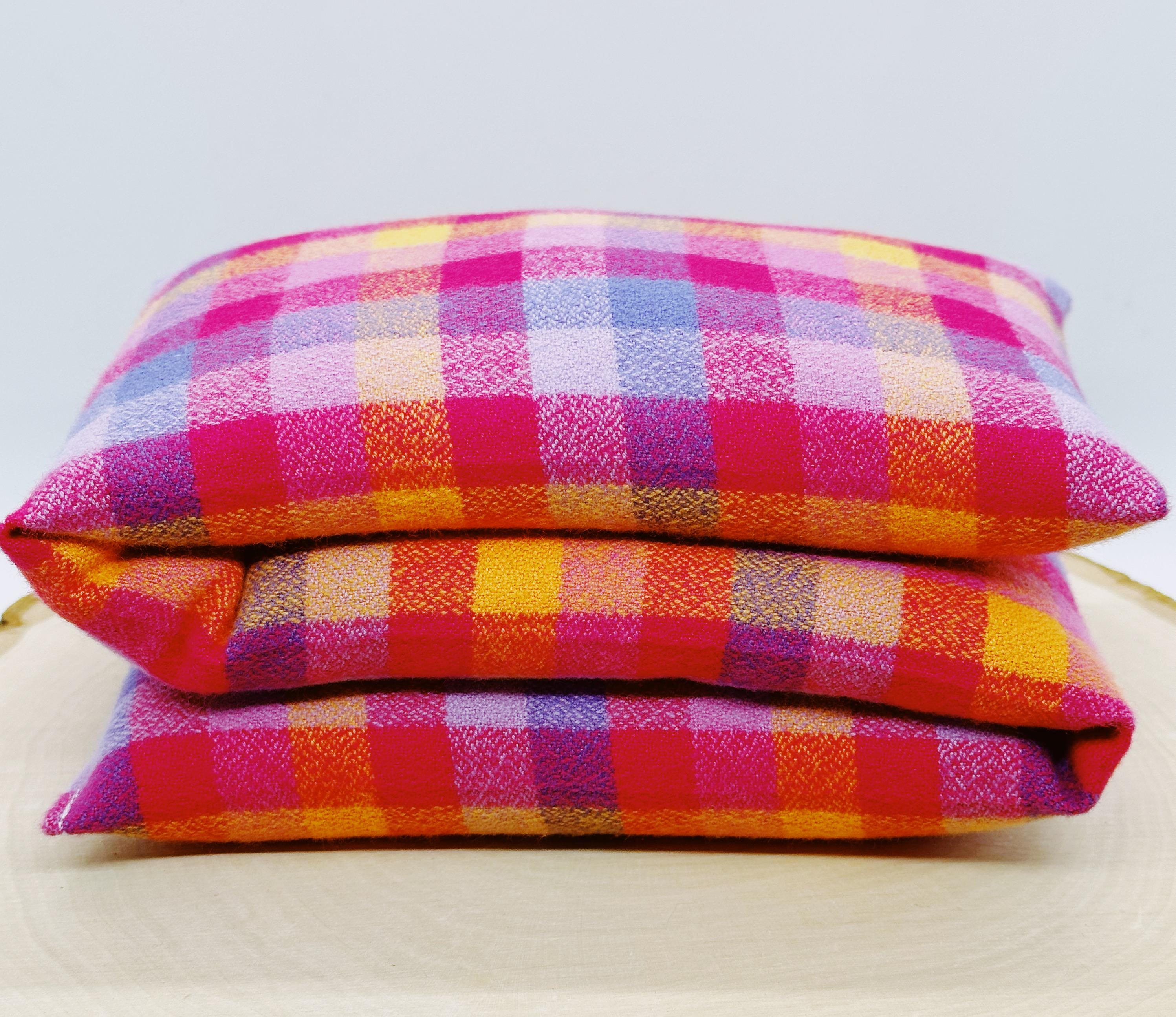 Lavender Neck Wrap Hot and Cold Therapy Plaid Orange Pink
