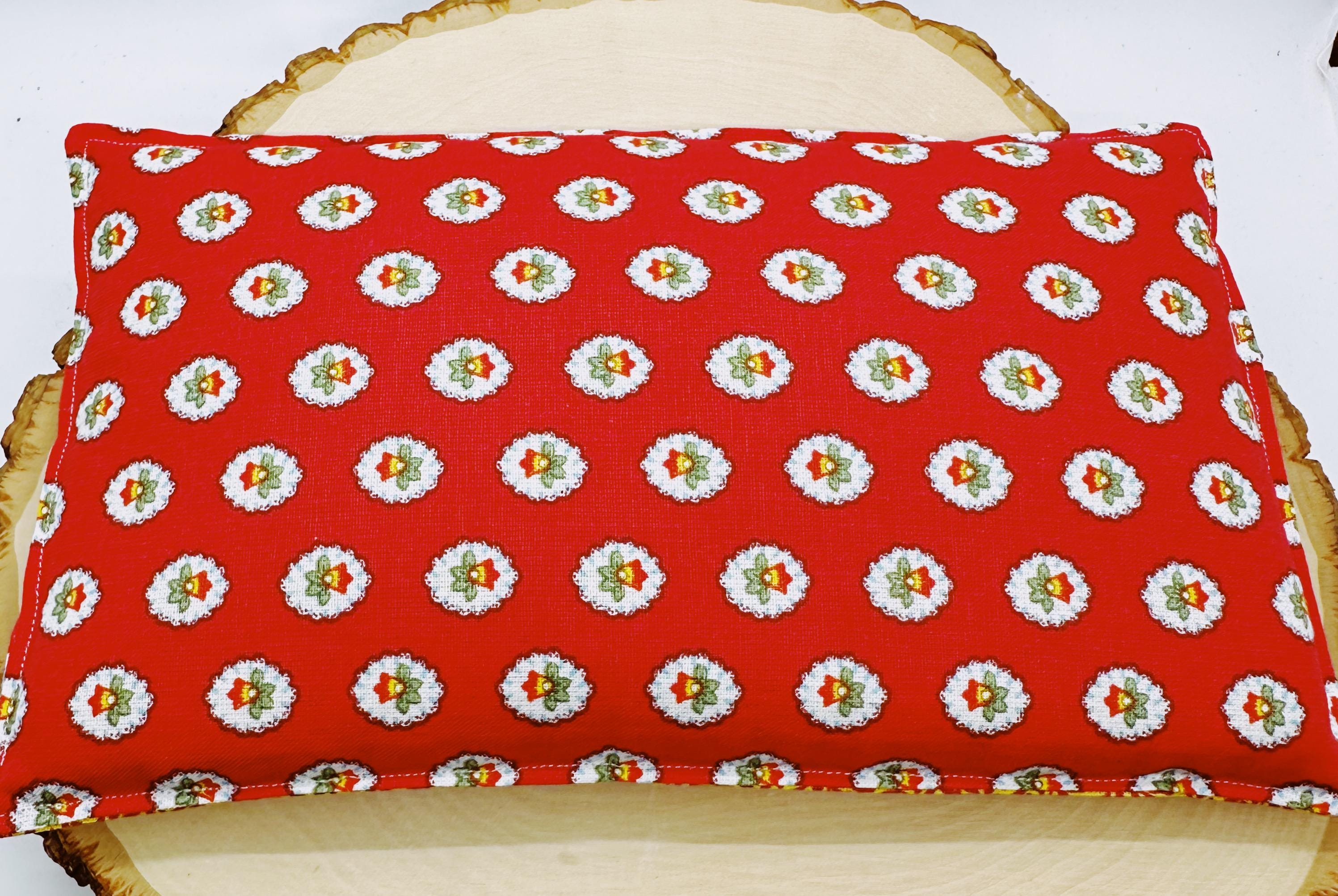 Lavender Flaxseed Comfort Pillow, Hot Cold Therapy Pack, Provence Cotton Fabric Red