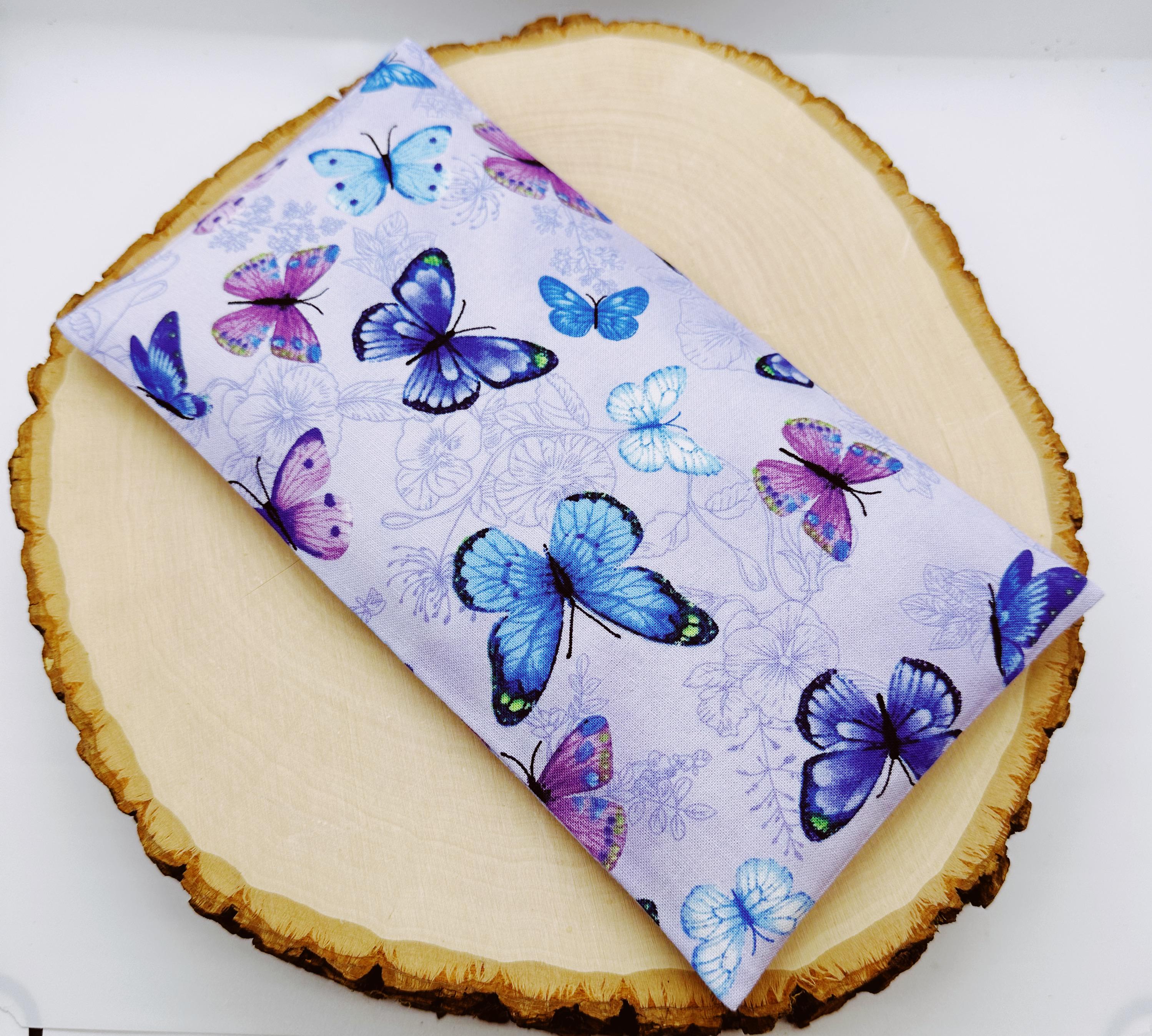 Handmade Lavender Eye Pillow: Weighted Cotton, Headache & Stress Relief Purple Butterflies