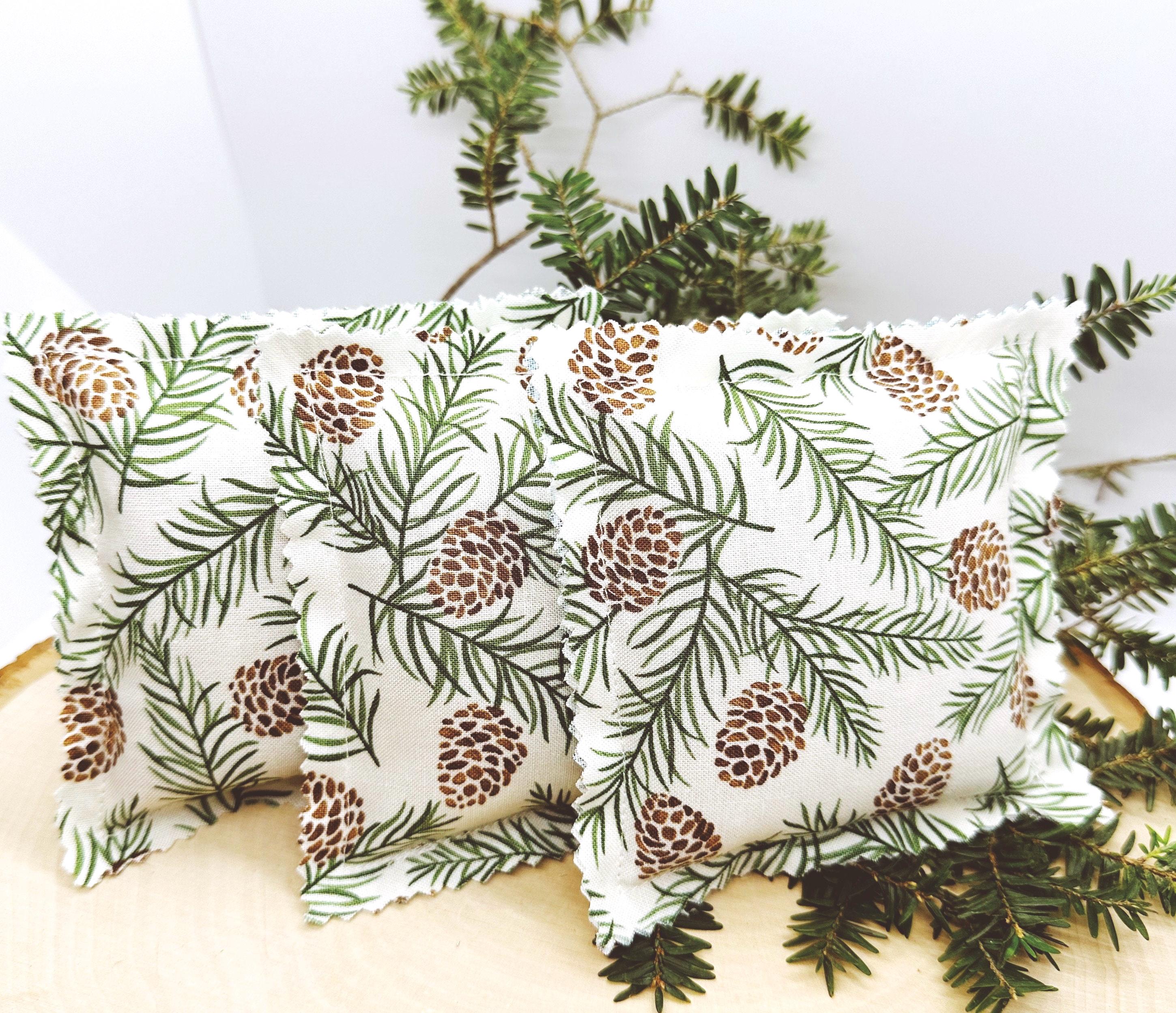 Balsam Fir Sachet with Essential Oils handmade Natural Freshener, Pinecone Pillow, 4x4