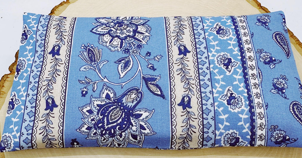 Handmade Lavender Eye Pillow: Weighted Cotton, Headache & Stress Relief, Provencal Blue