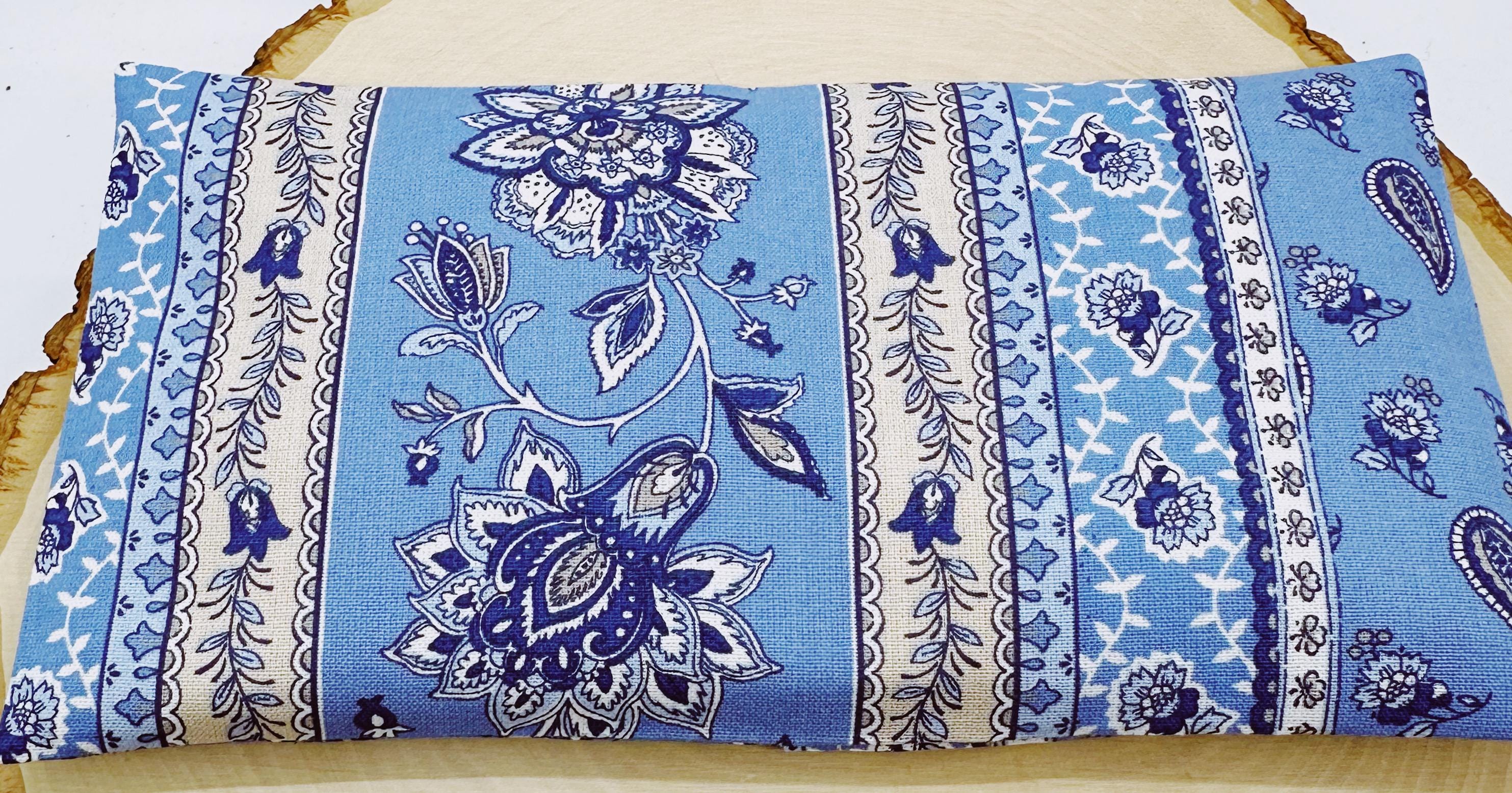 Handmade Lavender Eye Pillow: Weighted Cotton, Headache & Stress Relief, Provencal Blue