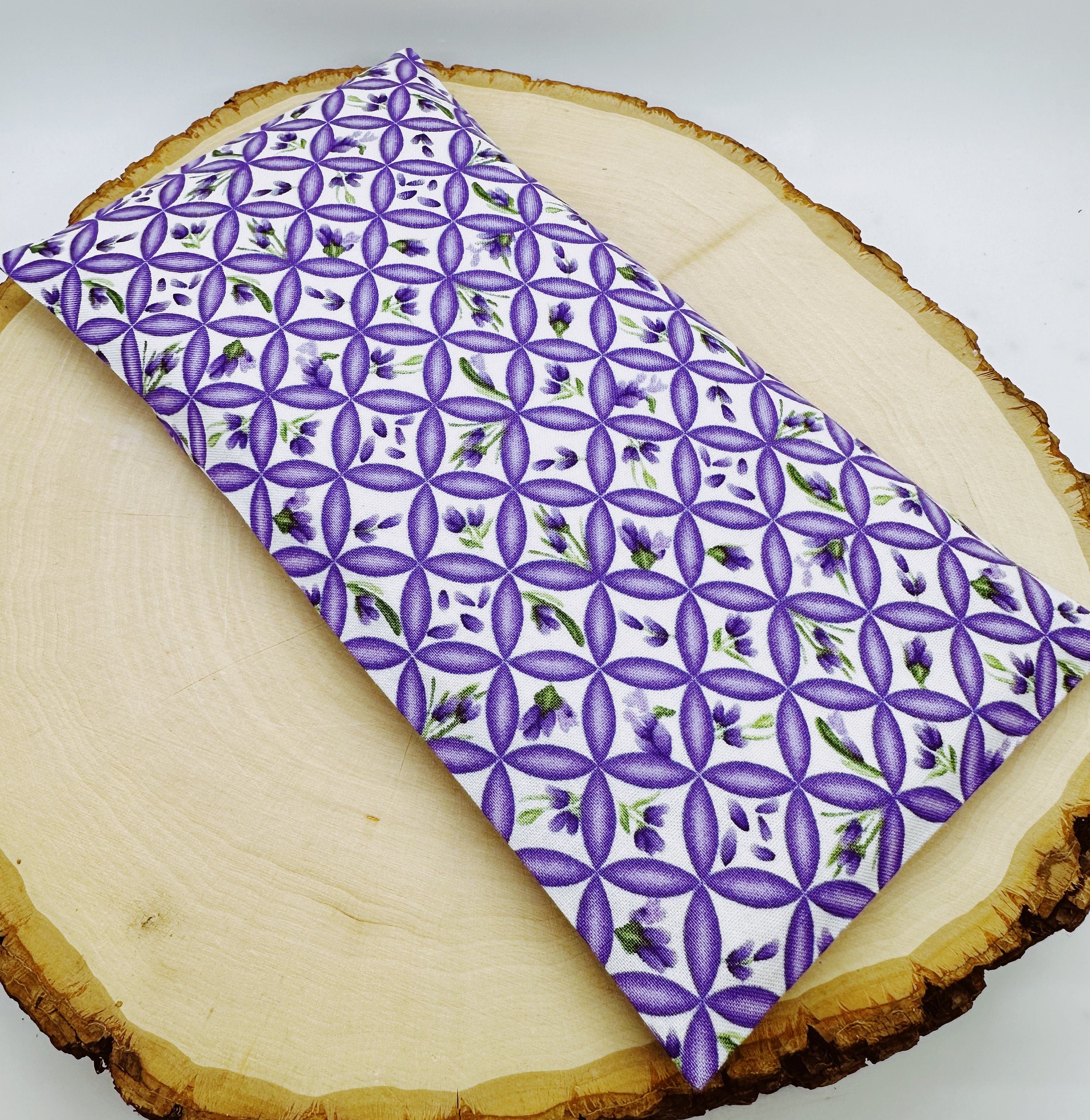 Natural Weighted Lavender Eye Pillow for Yoga, Headache Relief, Washable Cover,  Lavender Square White