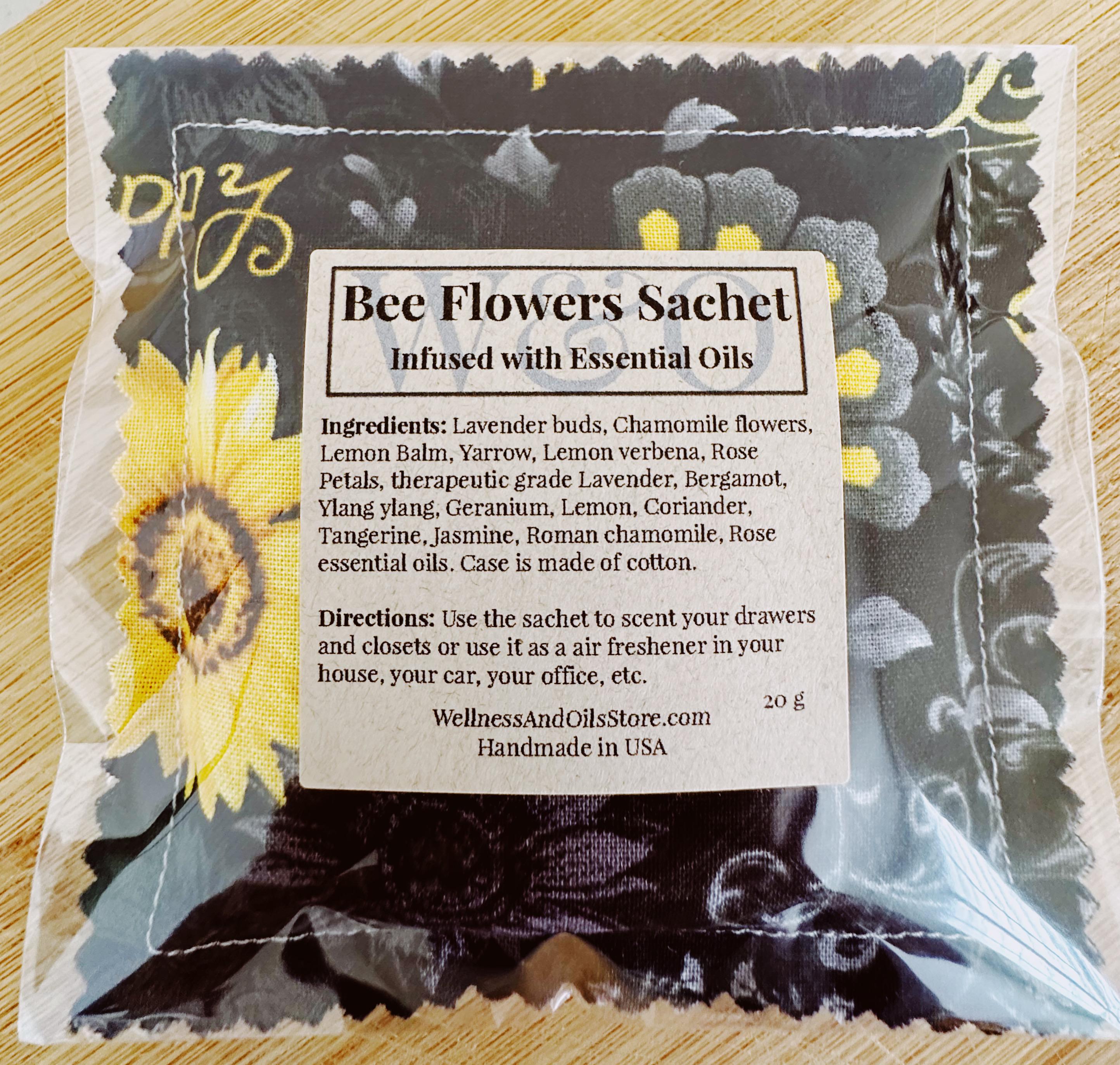 Bee Flowers Sachet - Bee Grateful - Black: Botanical Blend Infused with Essential Oils
