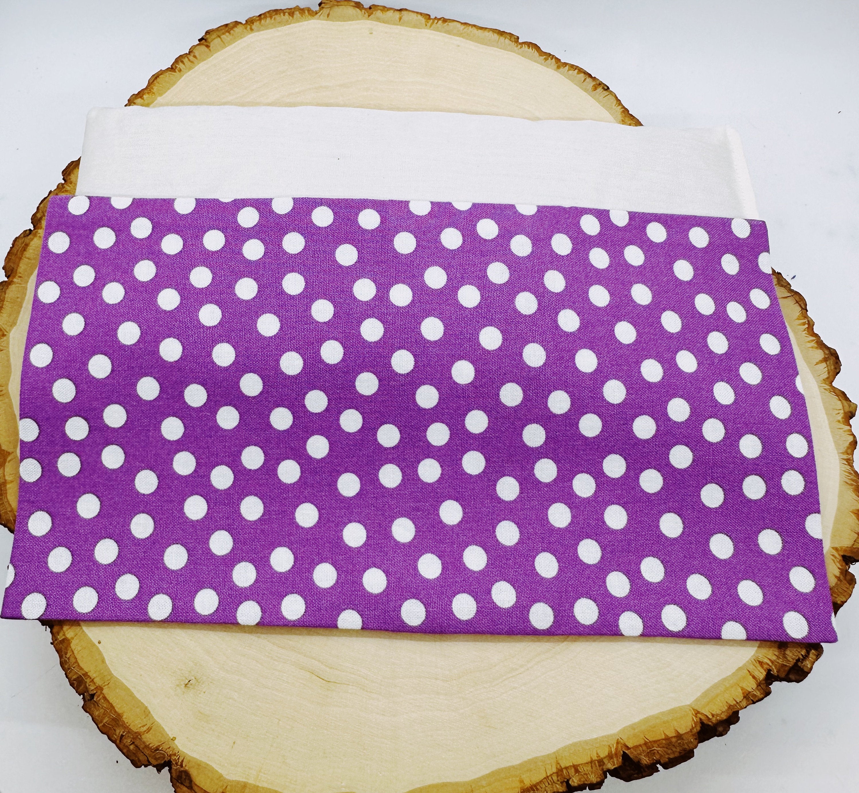 Handmade Natural Weighted Lavender Eye Pillow for Yoga, Headache Relief, Washable Cover, Polka Dots