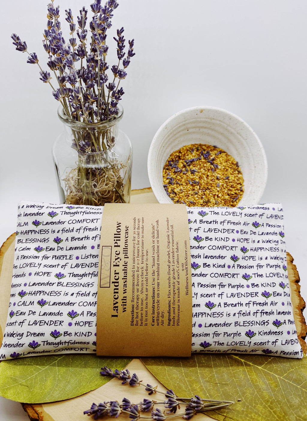 Handmade Natural Weighted Lavender Eye Pillow for Yoga, Headache Relief, Washable Cover, Lavender Inspiration