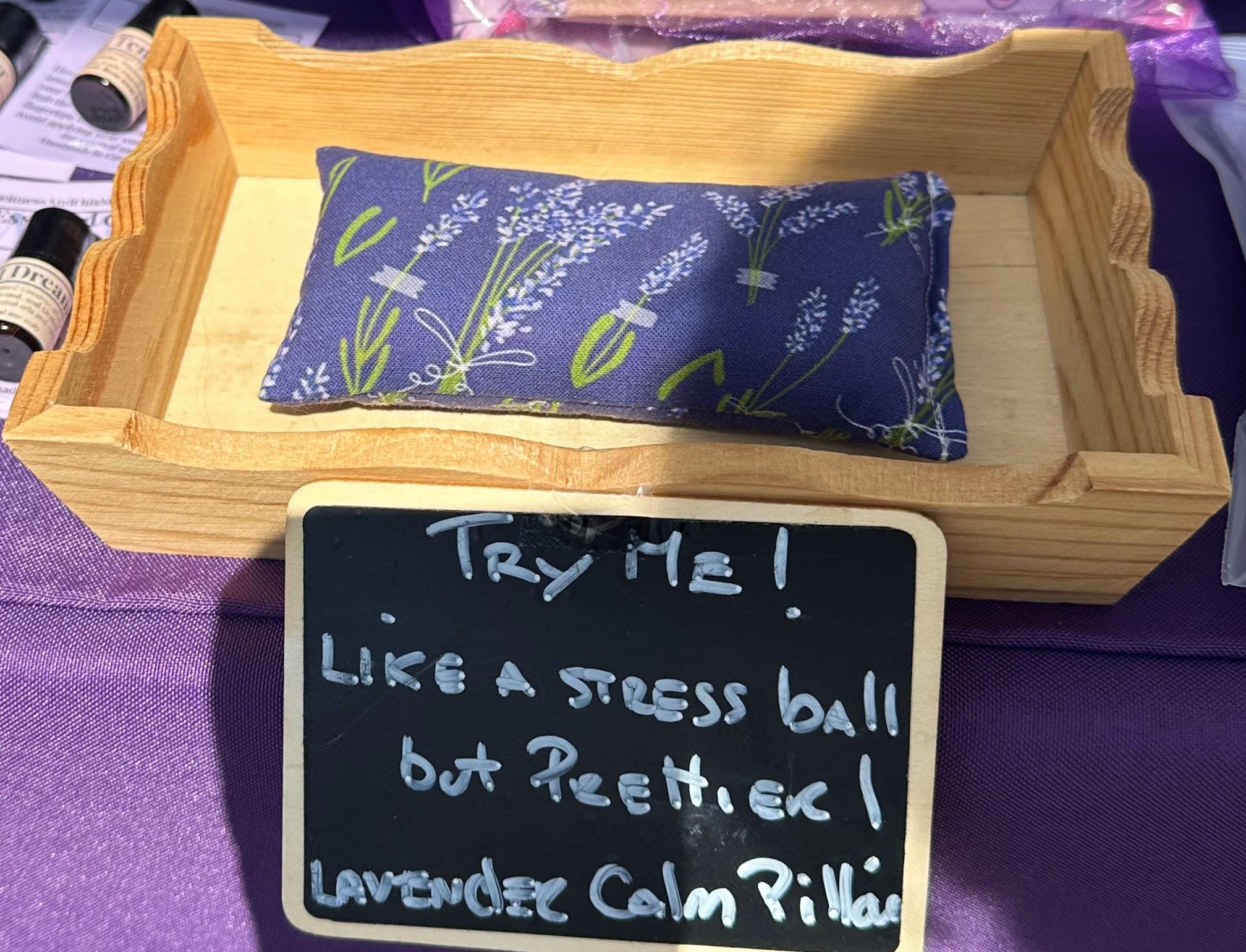 Lavender Calm Pillow, Stress Relief Aromatherapy, Hand Pillow, Lavender Field Blue