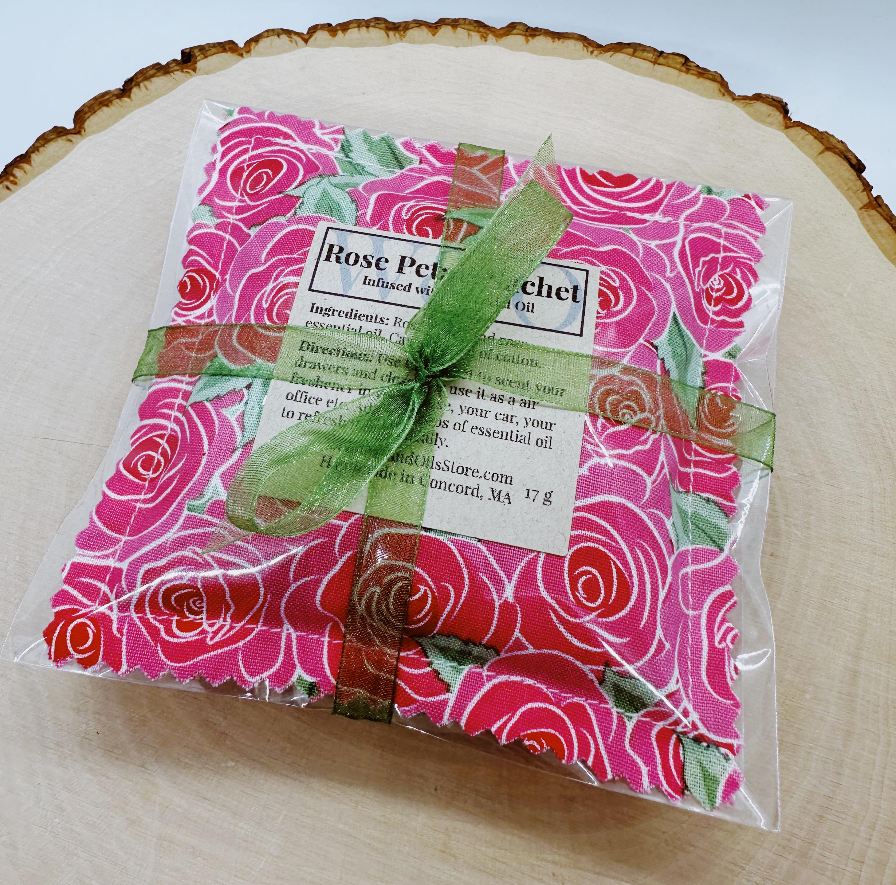 Handmade Rose Petal Sachet Gift Set: Essential Oil-Infused Botanical Pouches for Relaxation