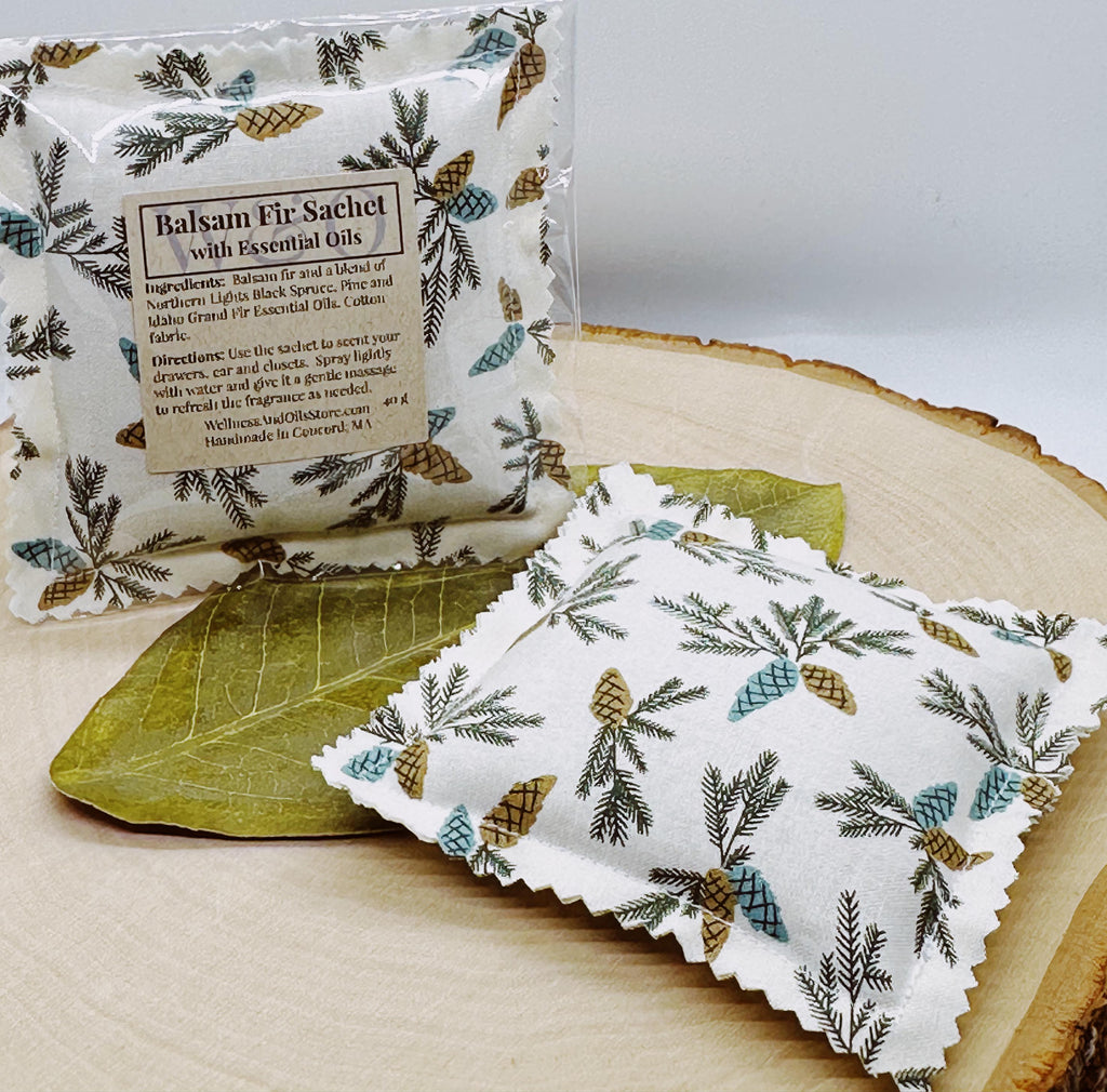 Balsam Fir Sachet: Essential Oils, Natural Freshener, 4x4 Pillow