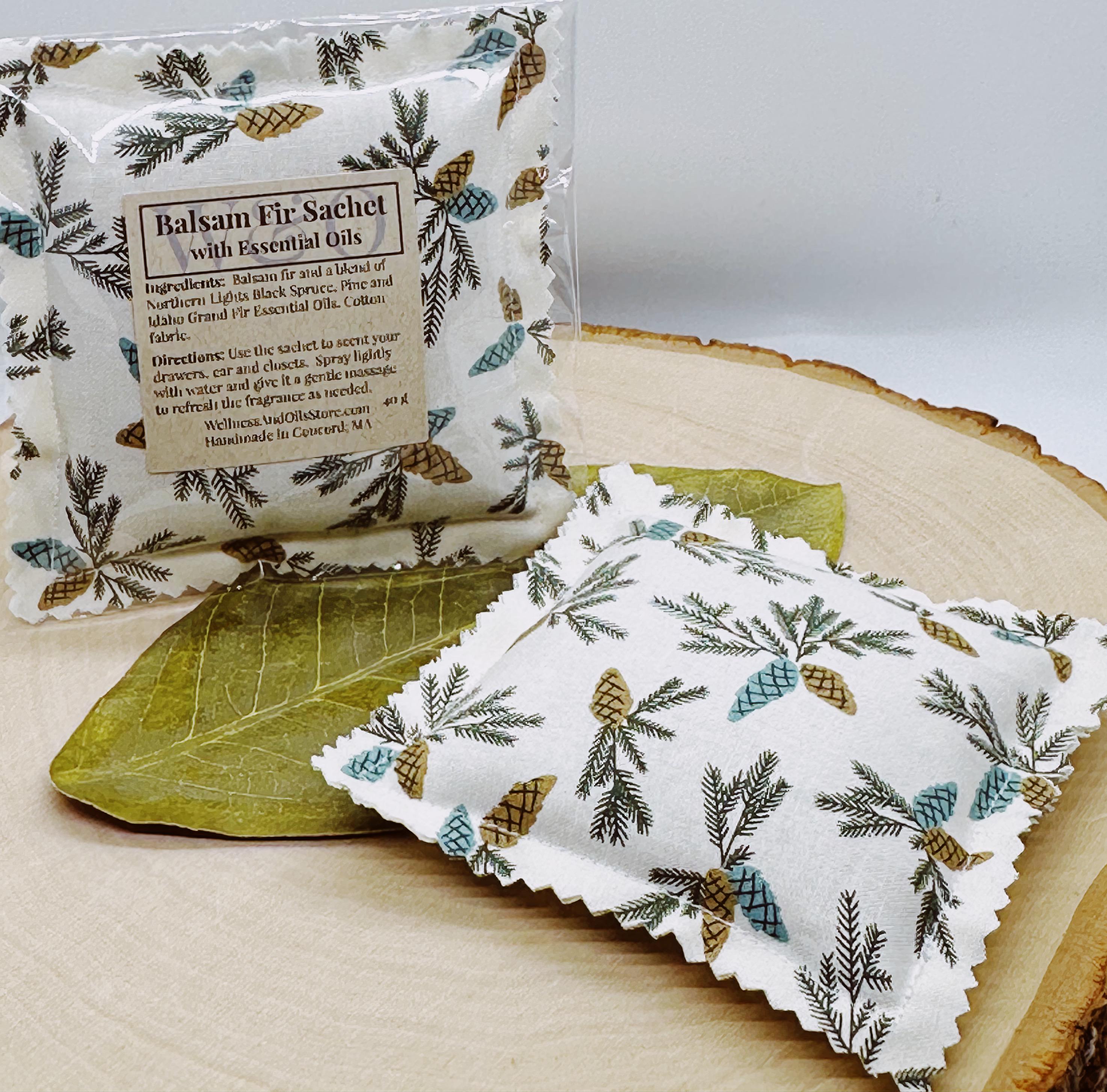 Balsam Fir Sachet: Essential Oils, Natural Freshener, 4x4 Pillow