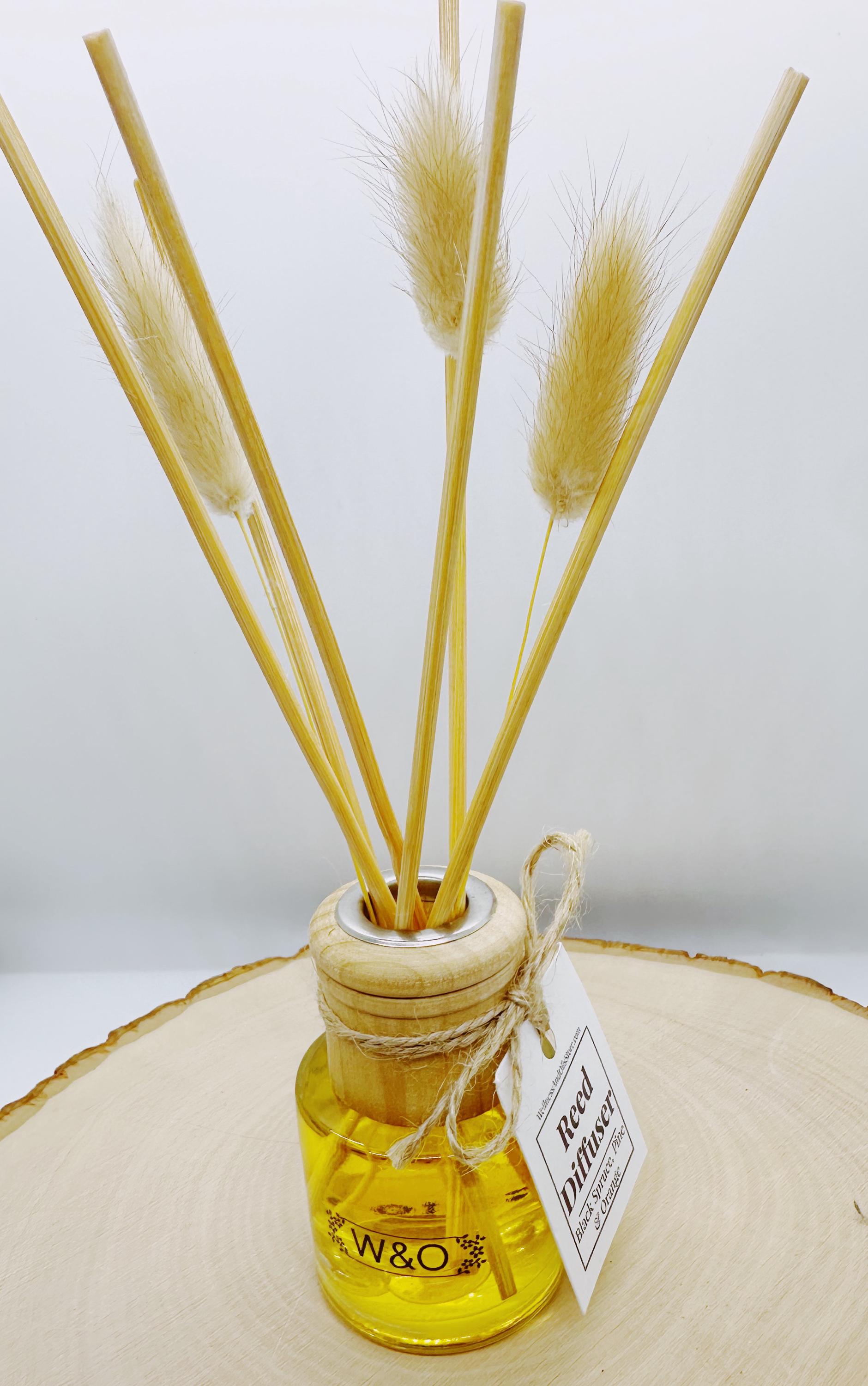 Black Spruce Reed Diffuser: Orange & Pine Essential Oils, Eco-Friendly