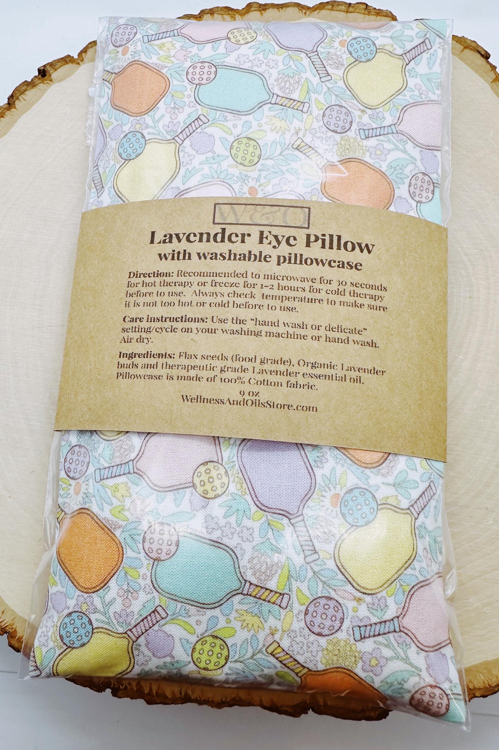 Pickleball Garden Lavender Eye Pillow: Weighted Cotton Comfort, Washable