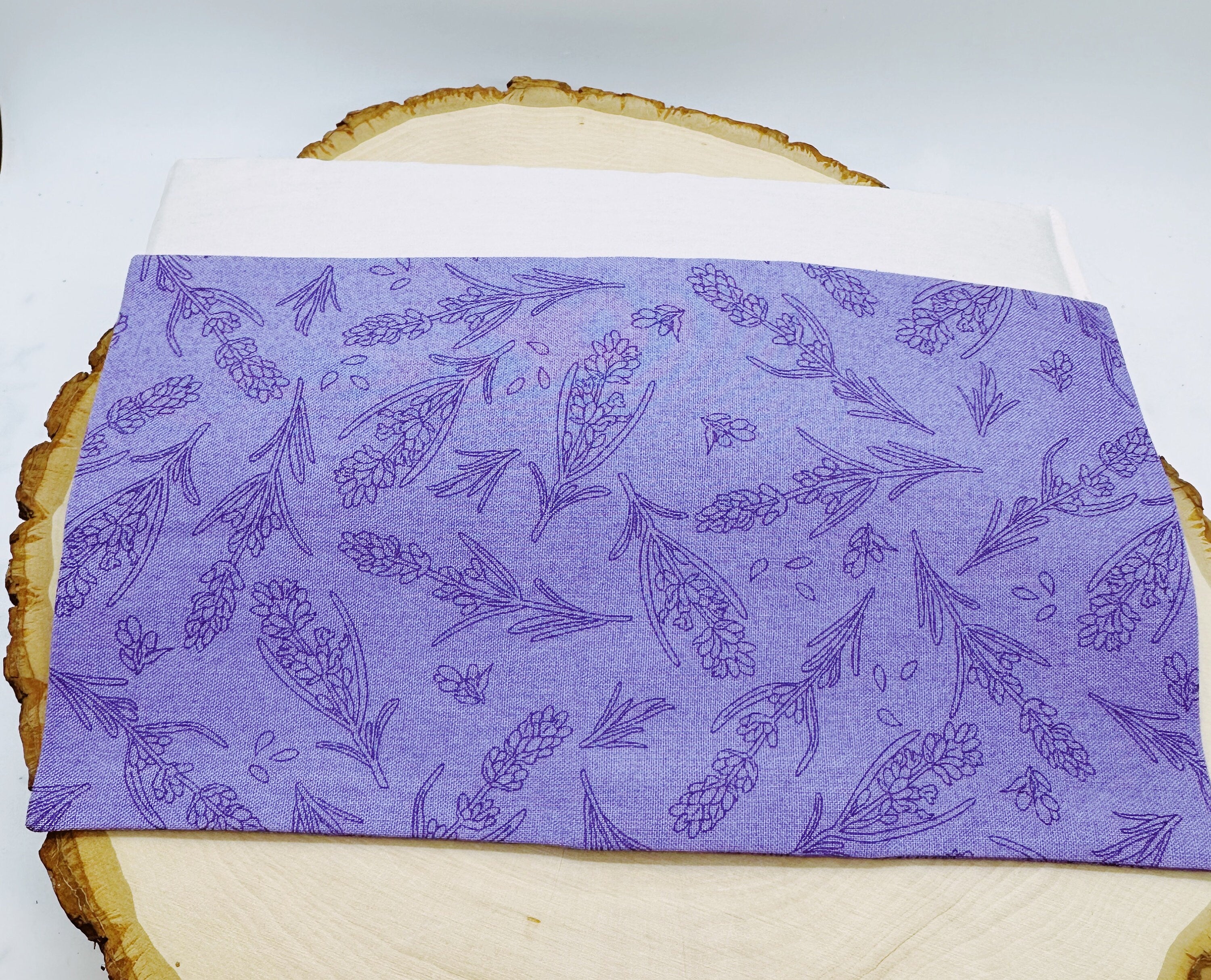 Handmade Weighted Lavender Eye Pillow for Yoga, Headache Relief, Washable Cover, Lavender field purple