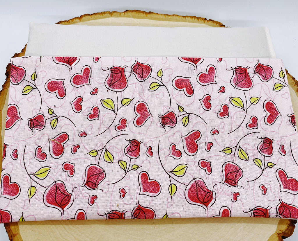 Handmade Lavender Eye Pillow: Rose Heart Print, Washable Cover
