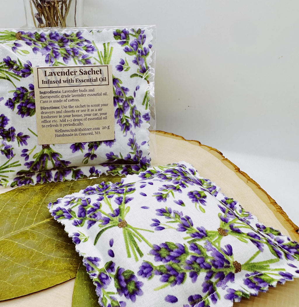 Handmade Lavender Sachet Infused with Essential Oils for Fresh Closets & Drawers White