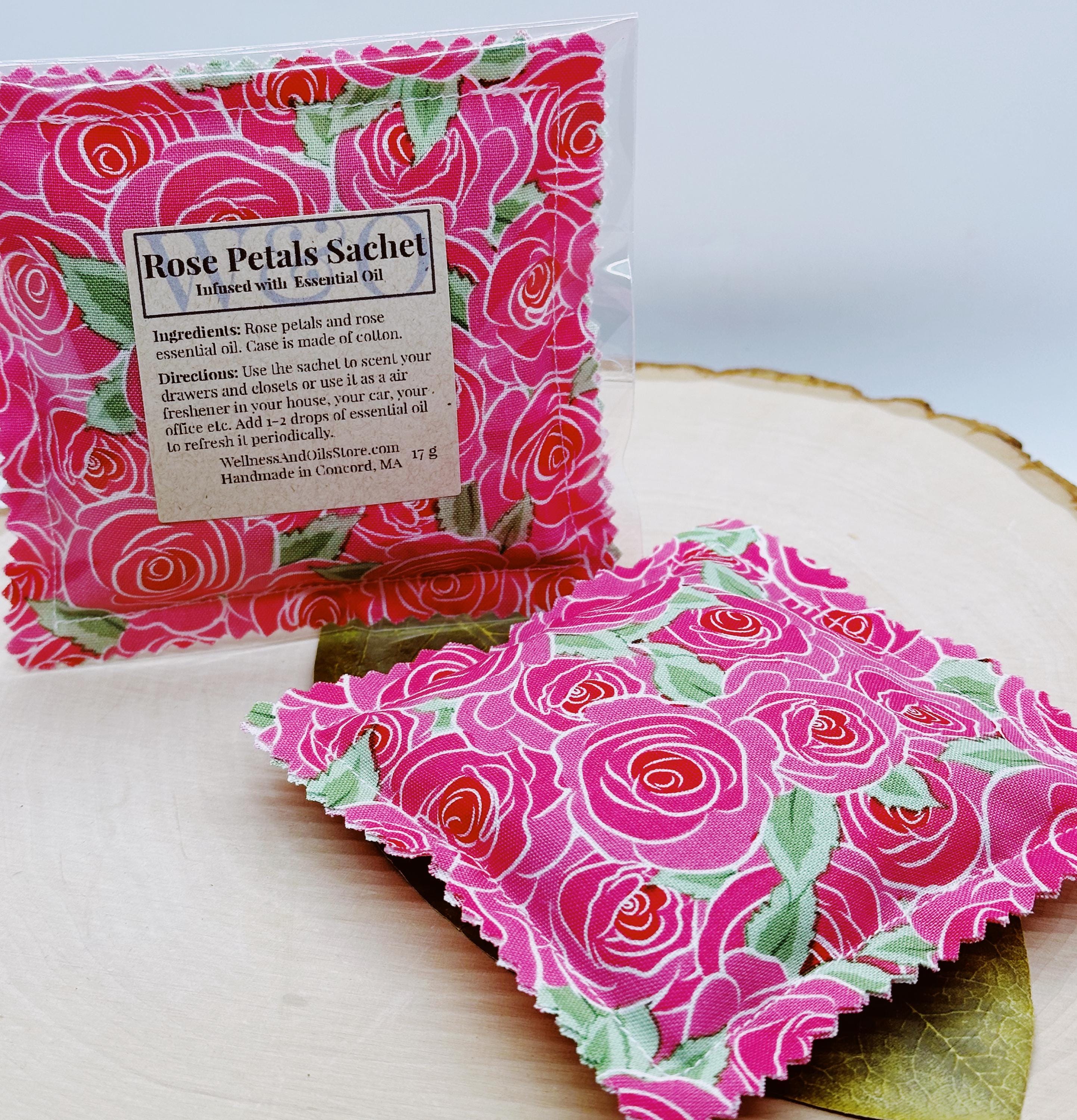 Handmade Rose Petals Sachet: Essential Oil-Infused Natural Deodorizer for Closets, Drawers & Gifts