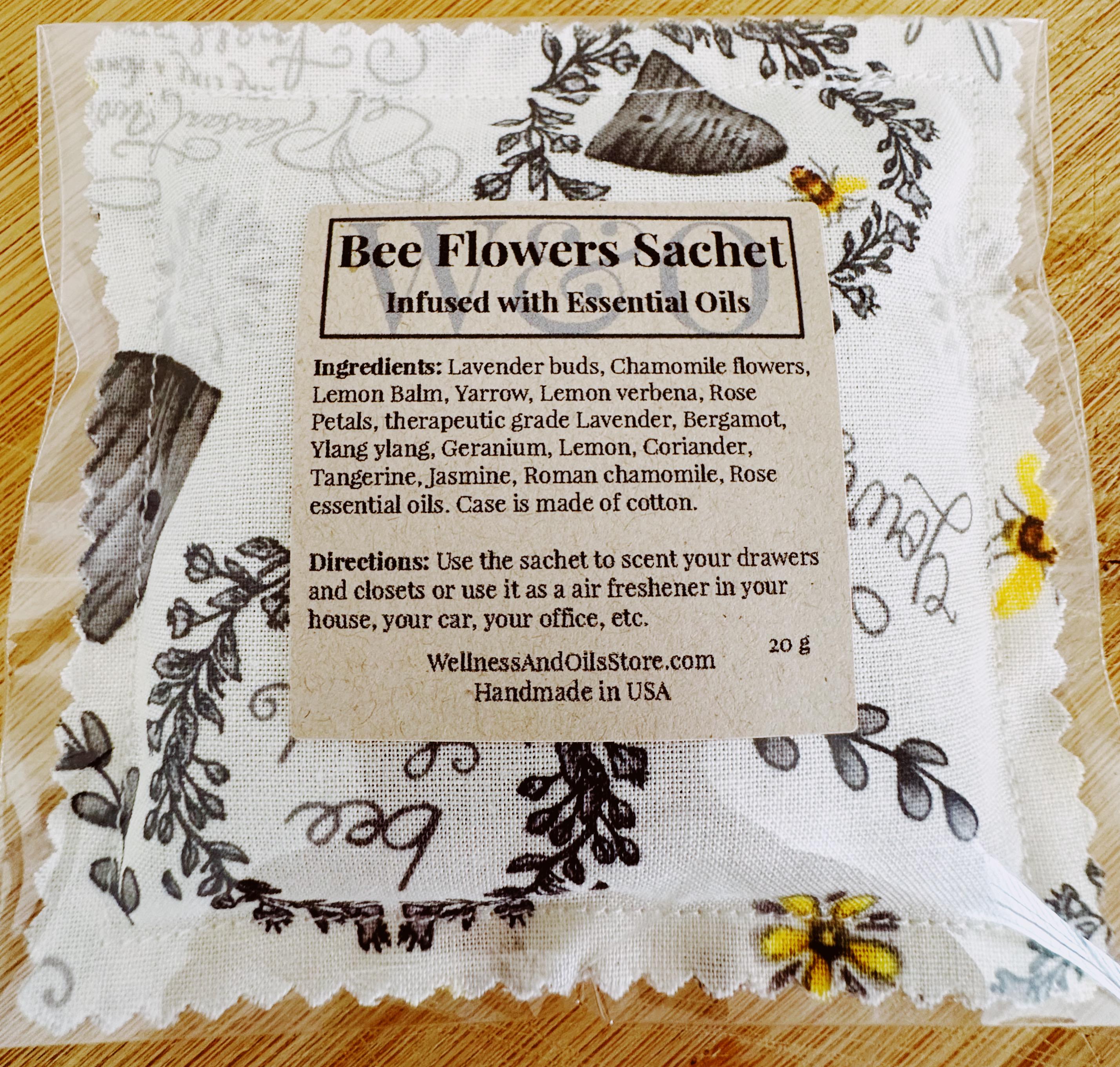 Bee Flowers Sachet - Bee Grateful -Beige: Botanical Blend Infused with Essential Oils
