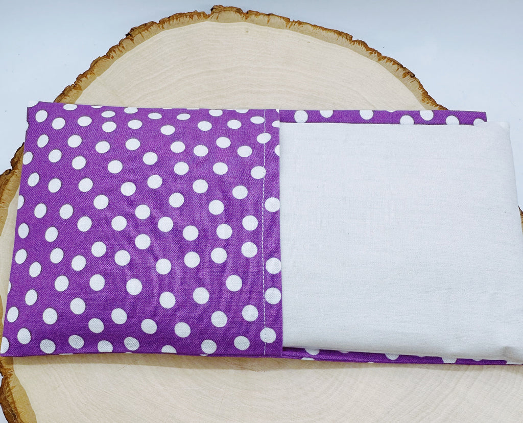 Handmade Natural Weighted Lavender Eye Pillow for Yoga, Headache Relief, Washable Cover, Polka Dots