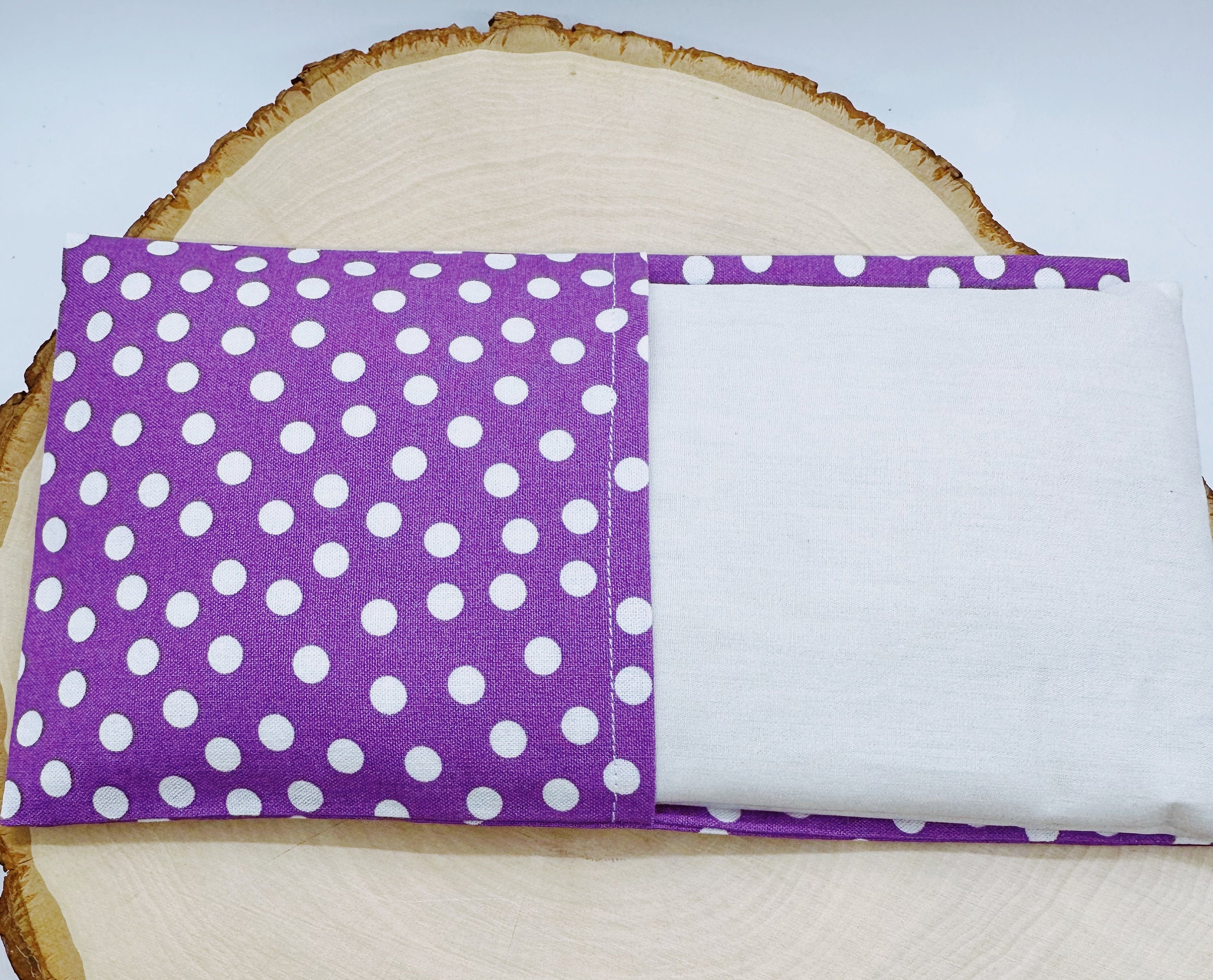 Handmade Natural Weighted Lavender Eye Pillow for Yoga, Headache Relief, Washable Cover, Polka Dots