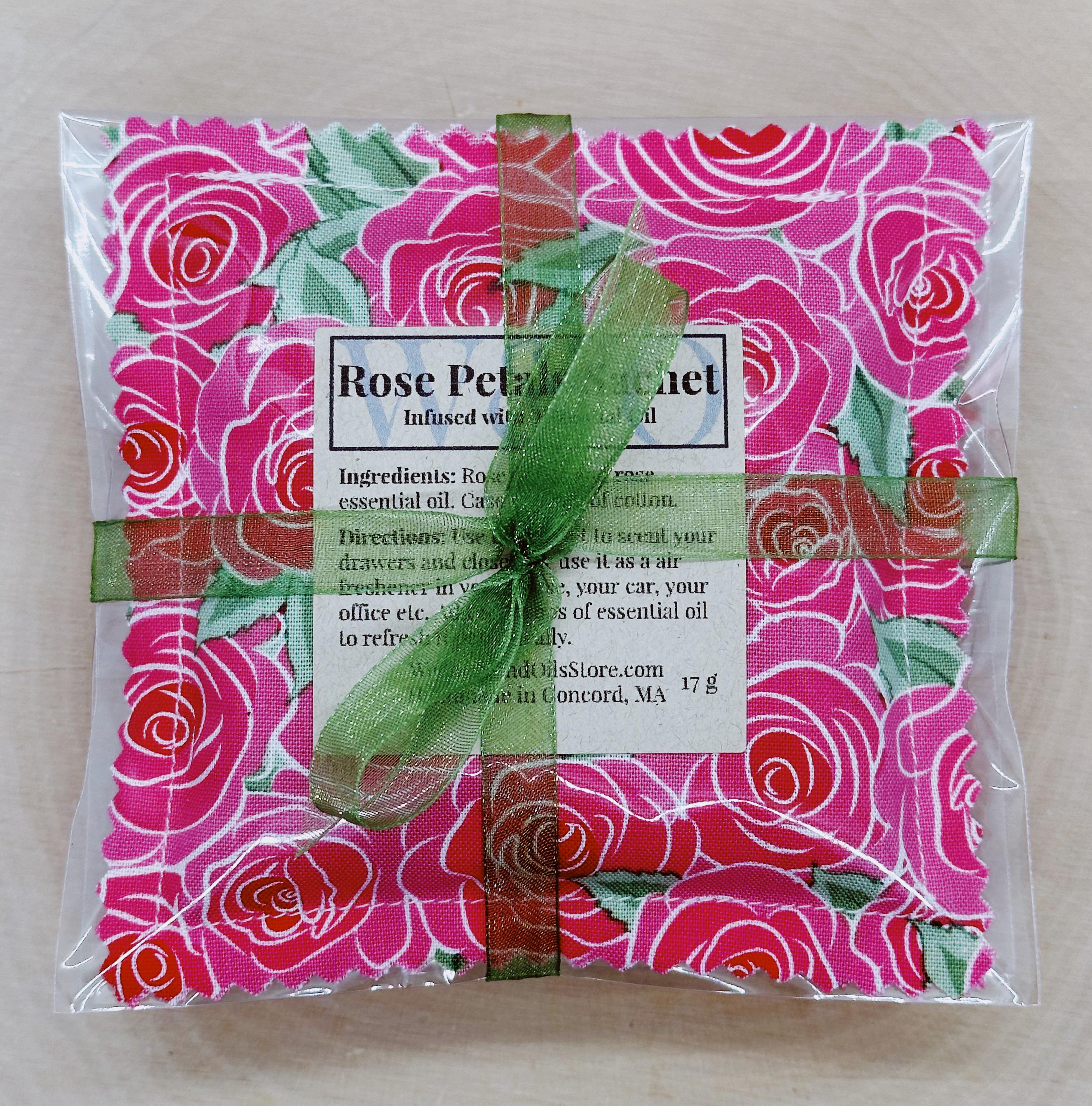 Handmade Rose Petal Sachet Gift Set: Essential Oil-Infused Botanical Pouches for Relaxation