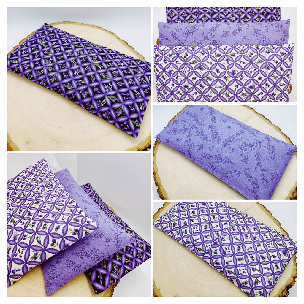Handmade Weighted Lavender Eye Pillow for Yoga, Headache Relief, Washable Cover, Lavender field purple