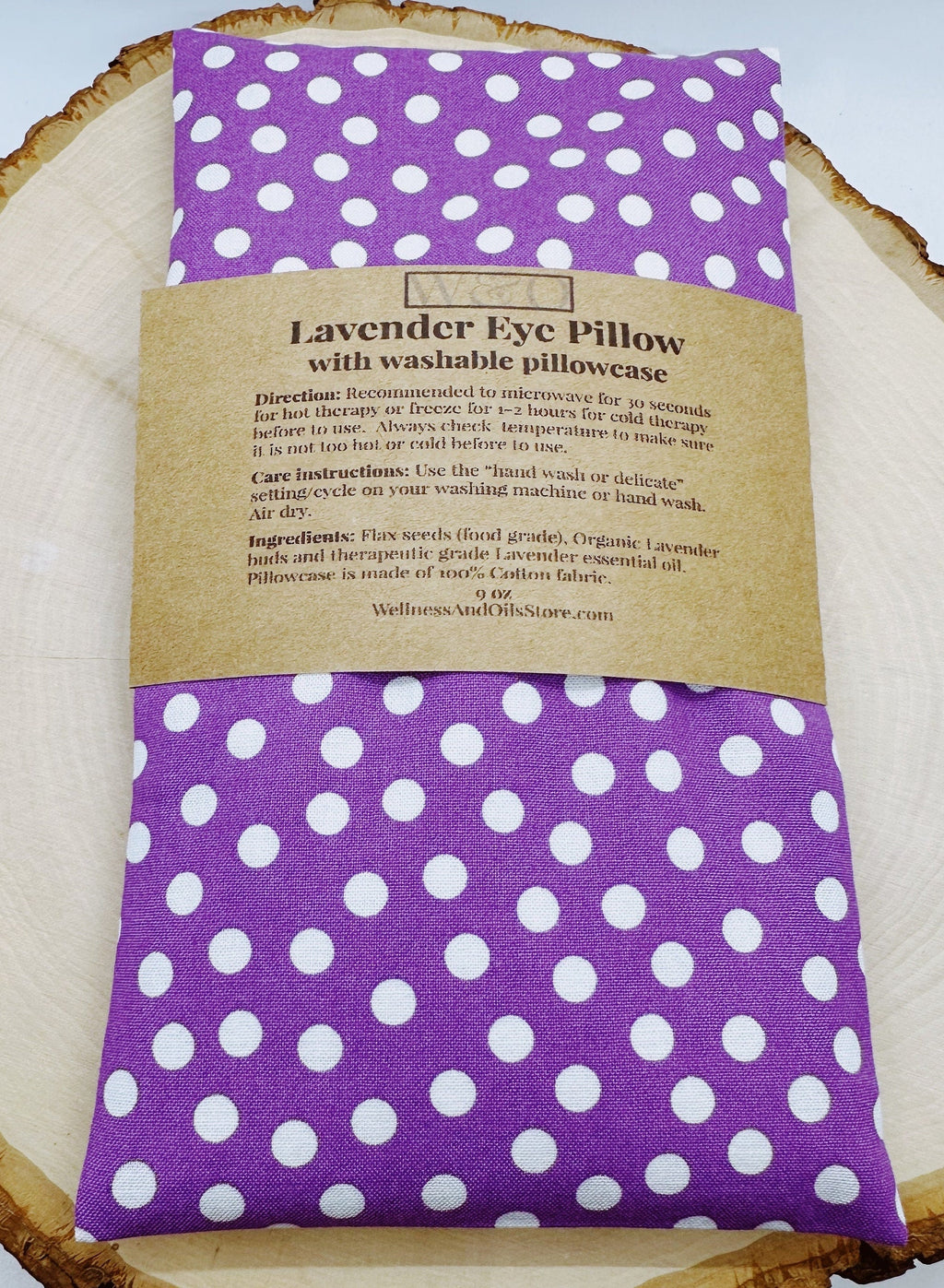 Handmade Natural Weighted Lavender Eye Pillow for Yoga, Headache Relief, Washable Cover, Polka Dots