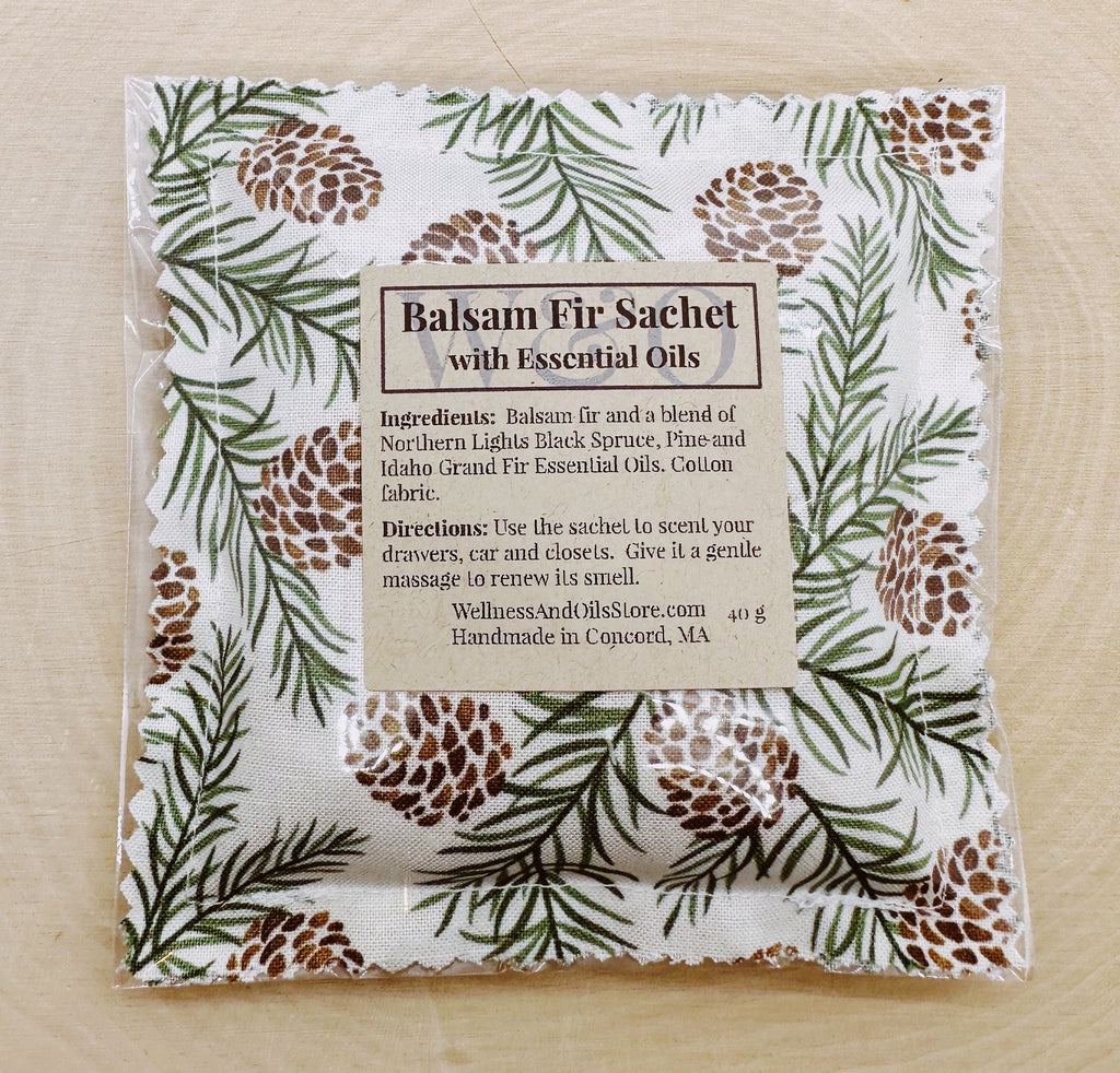 Balsam Fir Sachet Set: Essential Oils, Natural Pinecone Freshener