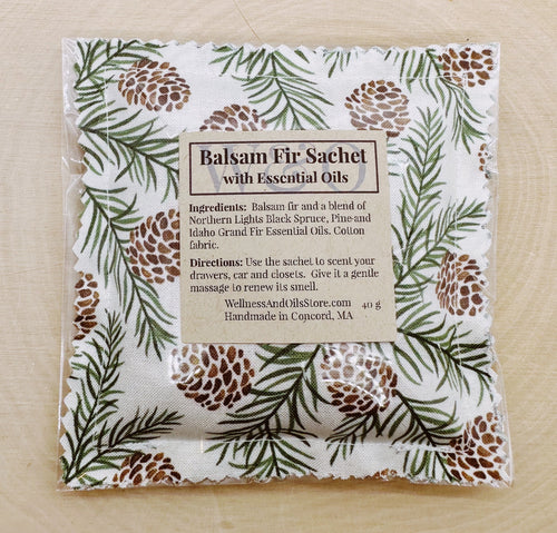 Balsam Fir Sachet Set: Essential Oils, Natural Pinecone Freshener
