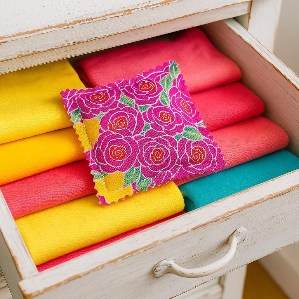 Handmade Rose Petals Sachet: Essential Oil-Infused Natural Deodorizer for Closets, Drawers & Gifts