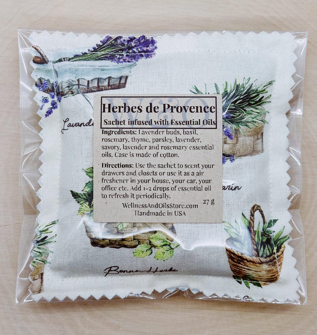 Herbes de Provence Sachet with Essential Oils handmade Natural Freshener French Countryside scent
