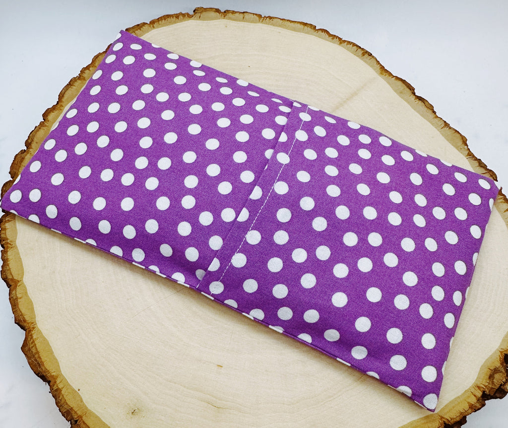 Handmade Natural Weighted Lavender Eye Pillow for Yoga, Headache Relief, Washable Cover, Polka Dots