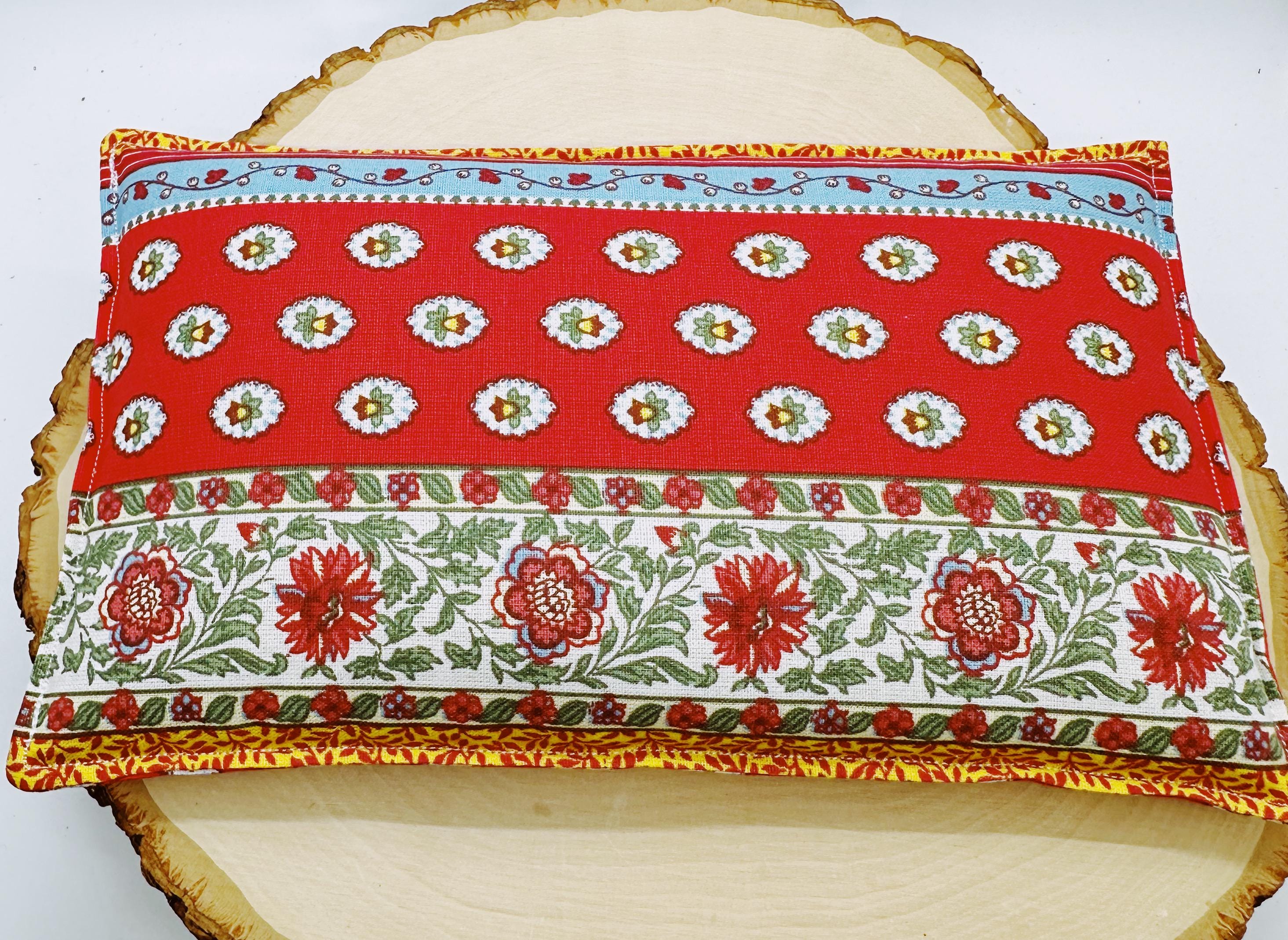 Lavender Flaxseed Comfort Pillow, Hot Cold Therapy Pack, Provence Cotton Fabric Red