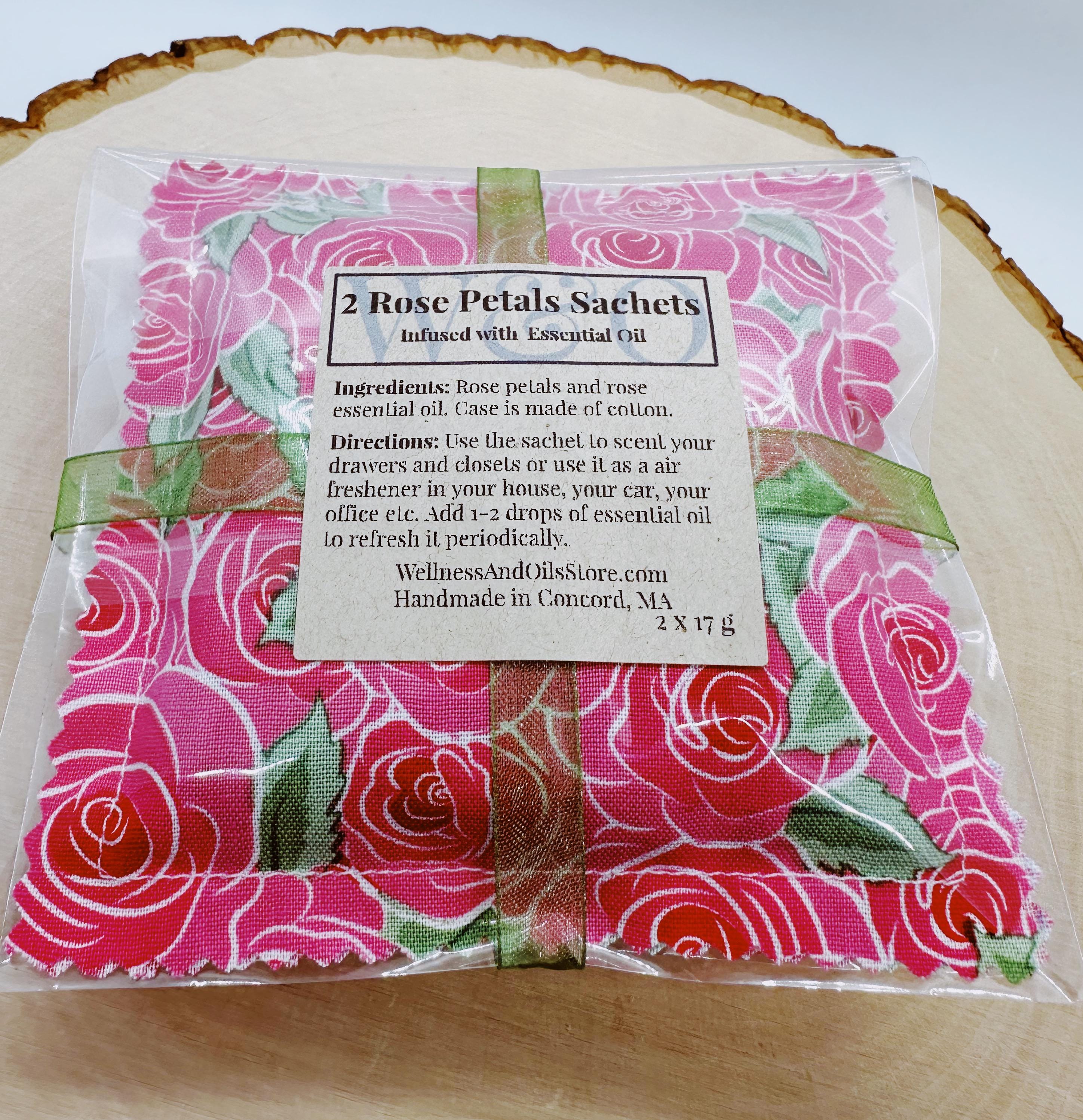 Handmade Rose Petal Sachet Gift Set: Essential Oil-Infused Botanical Pouches for Relaxation