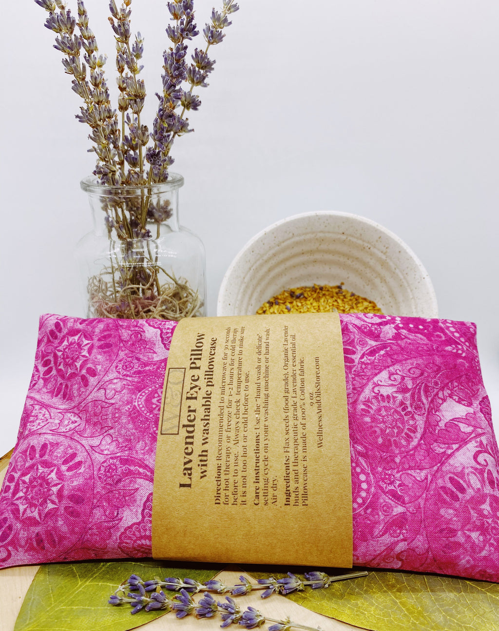 Lavender Eye Pillow: Weighted Flax Seed, Washable Cotton Cover