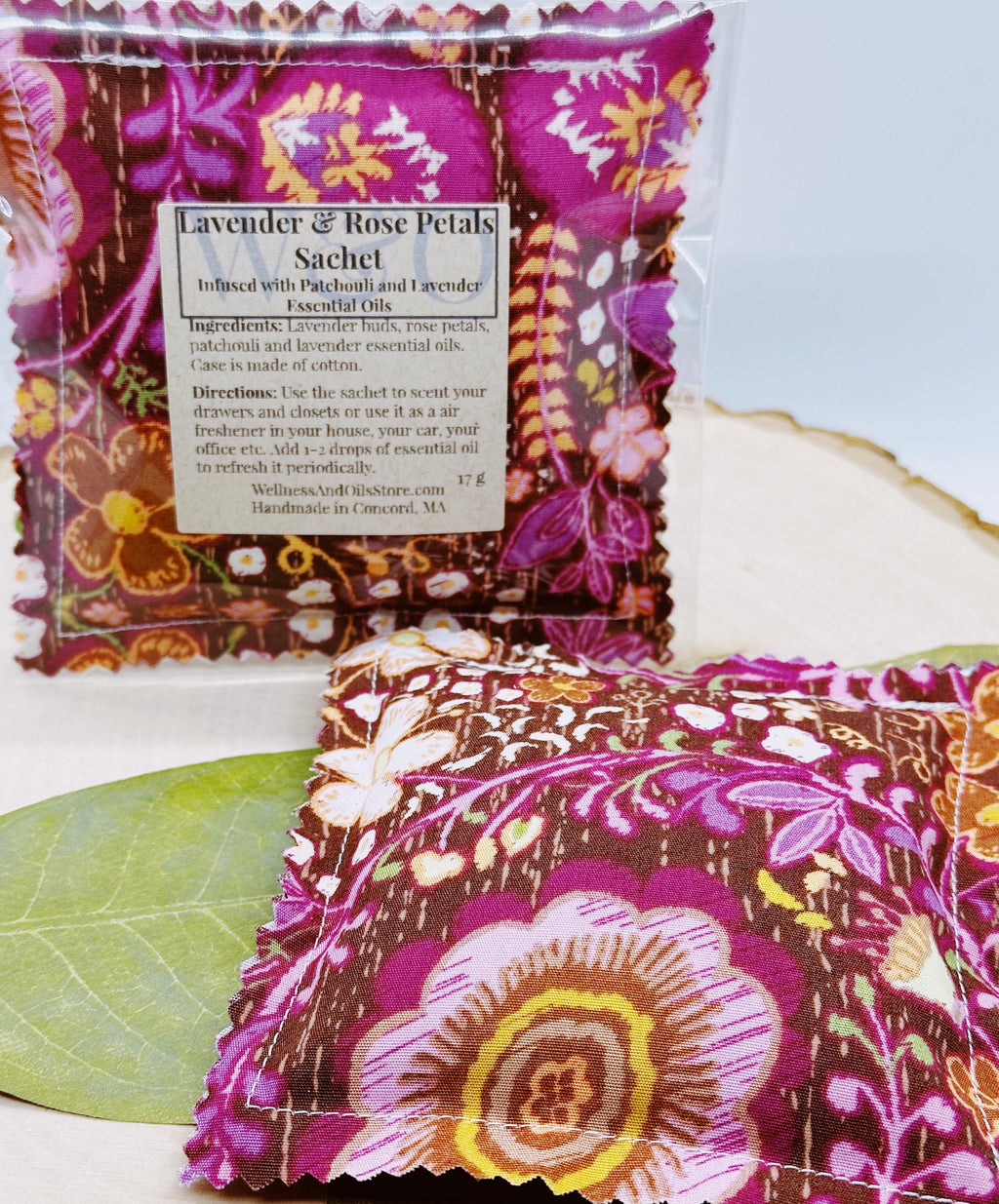 Handmade Aromatic Lavender & Rose Sachet with Patchouli - Natural Drawer Freshener, Love-Inspired Gift