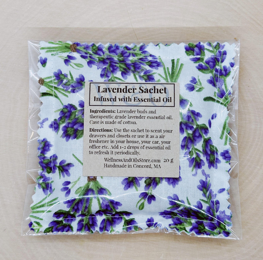 Handmade Lavender Sachet Infused with Essential Oils for Fresh Closets & Drawers White
