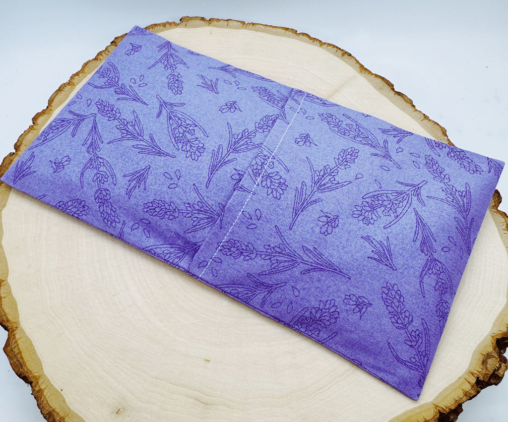 Handmade Weighted Lavender Eye Pillow for Yoga, Headache Relief, Washable Cover, Lavender field purple