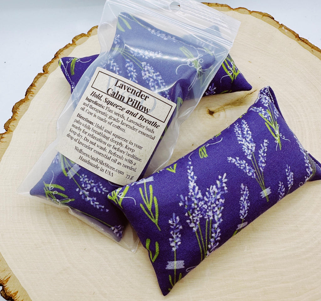 Lavender Calm Pillow, Stress Relief Aromatherapy, Hand Pillow, Lavender Field Blue