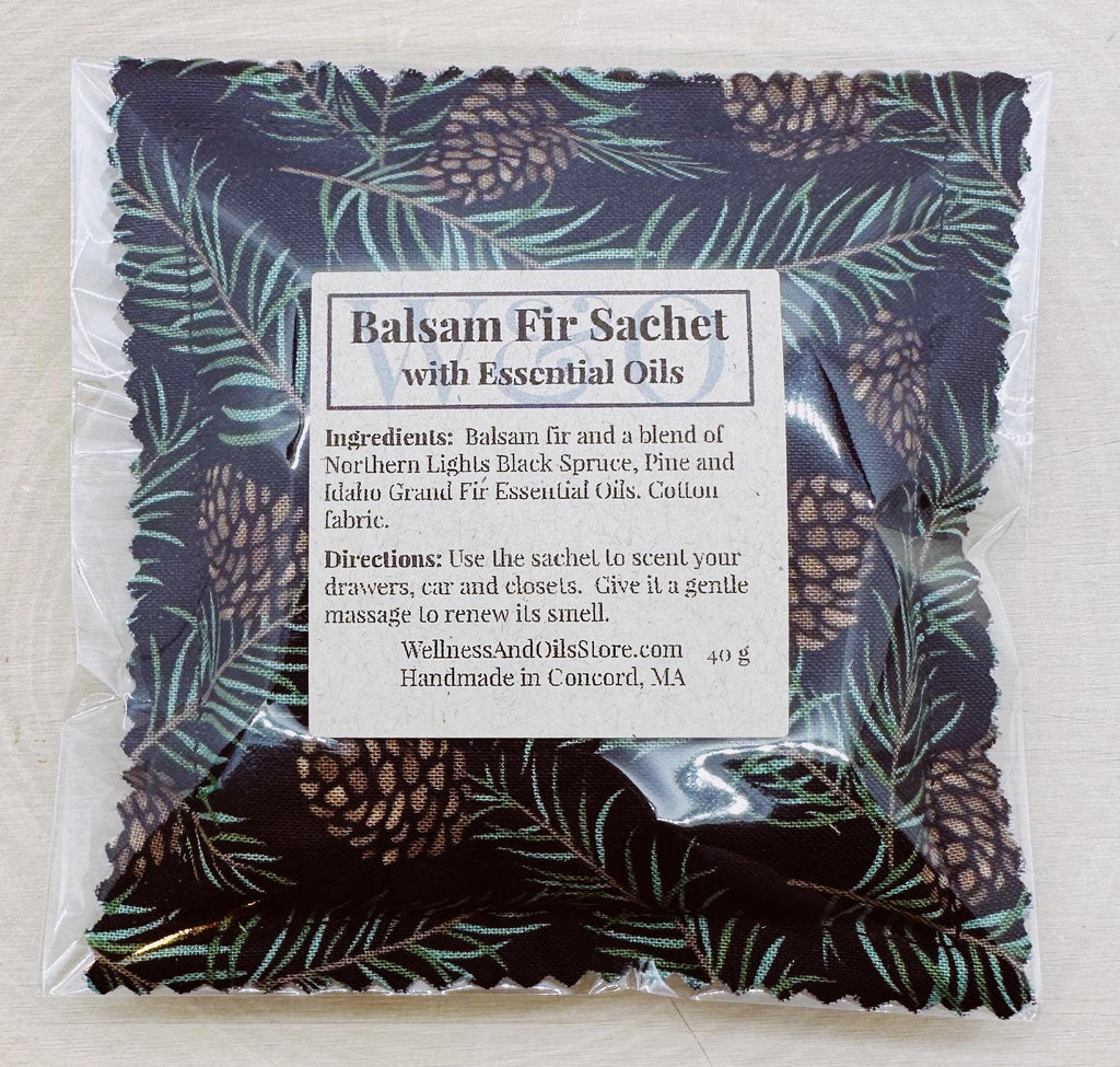 Balsam Fir Sachet Set: Essential Oils, Natural Pinecone Freshener