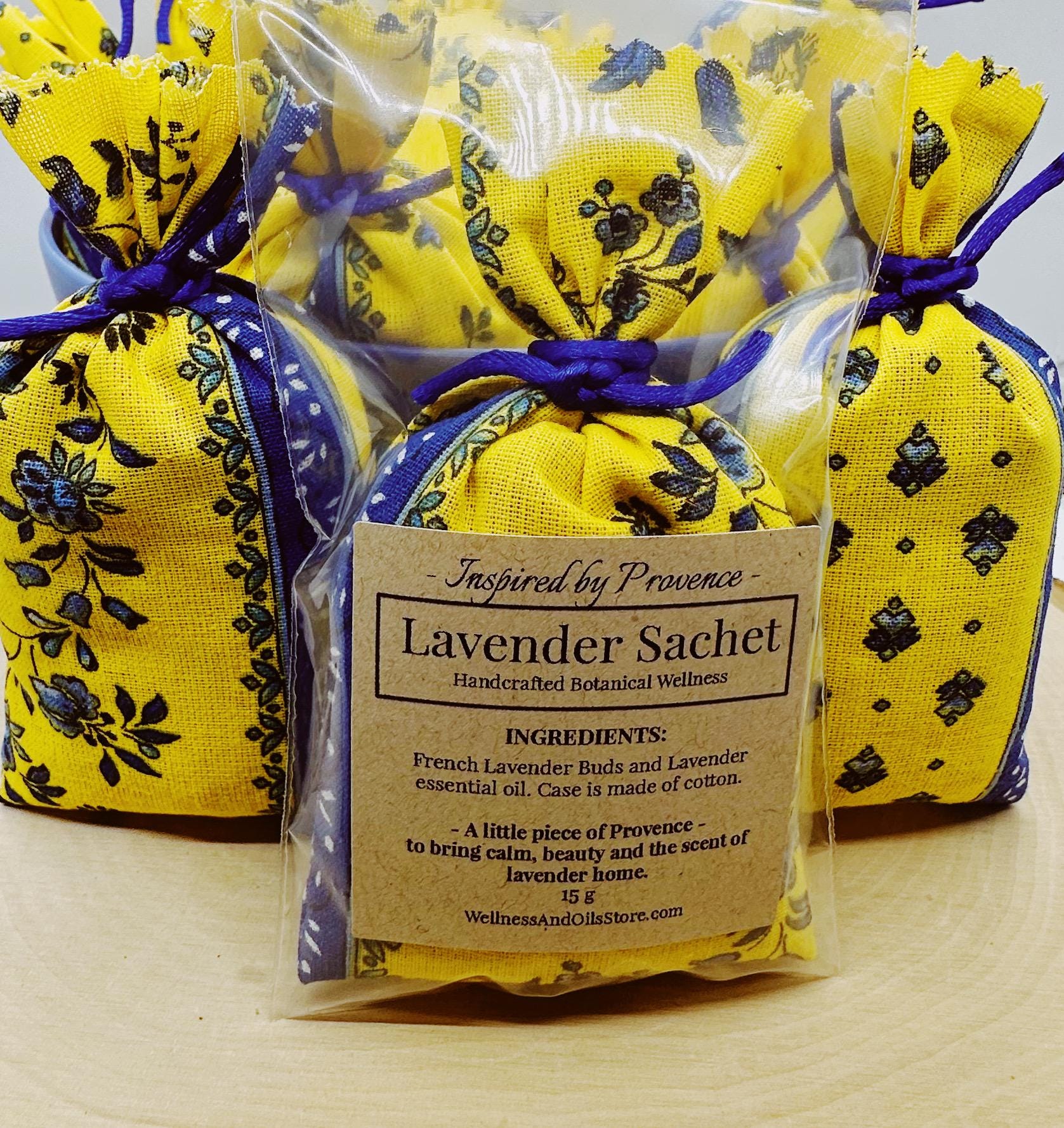Set of 3 Handmade Provençal Lavender Sachet, French Cotton Drawer Freshener, 3 color options