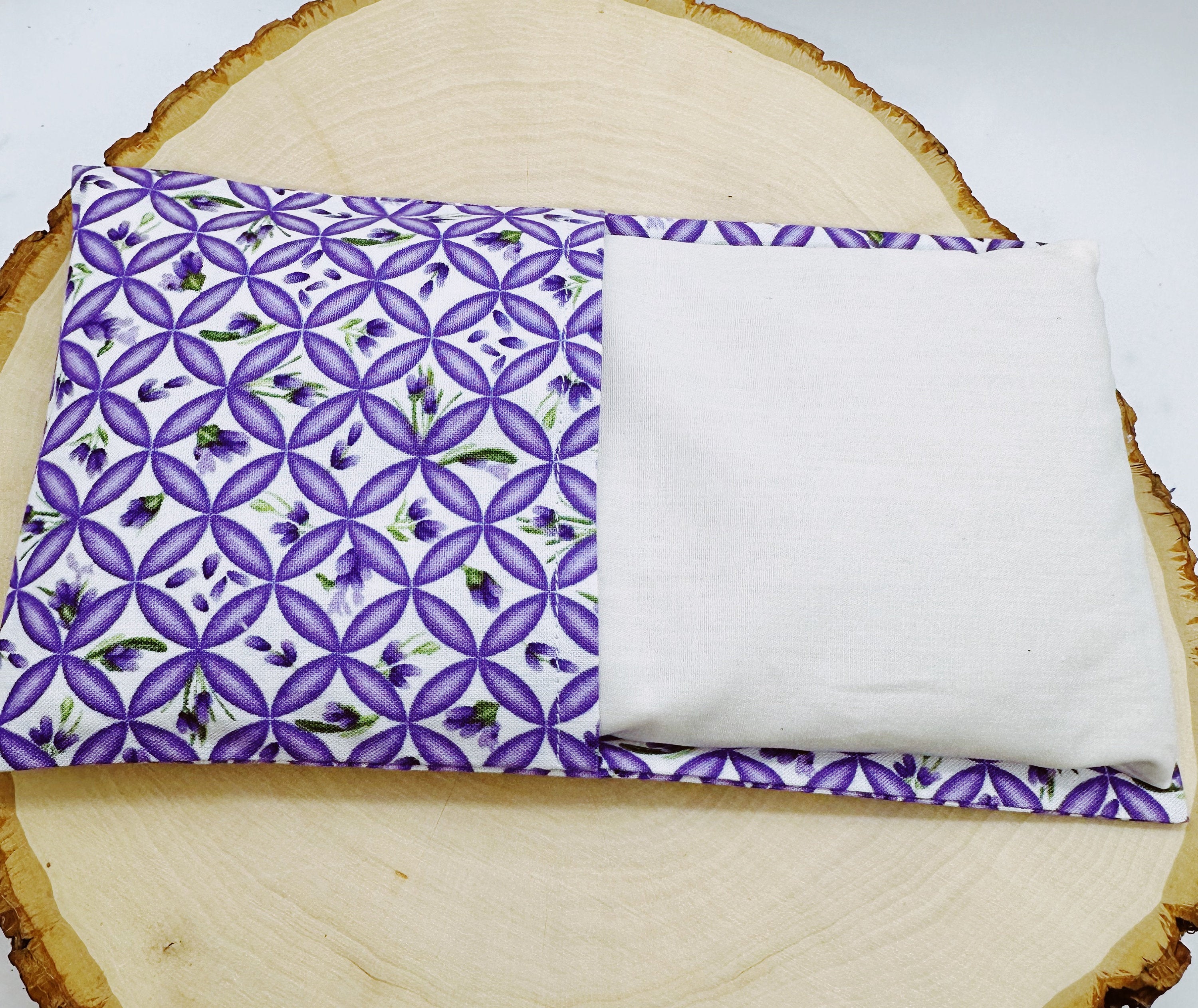 Natural Weighted Lavender Eye Pillow for Yoga, Headache Relief, Washable Cover,  Lavender Square White