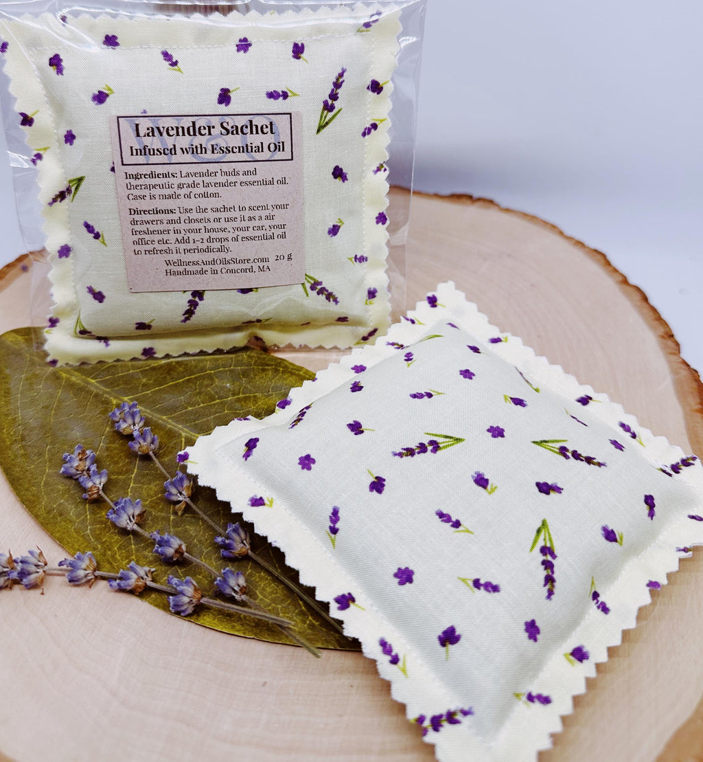 Handmade Lavender Sachet Infused with Essential Oils for Fresh Closets & Drawers Yellow