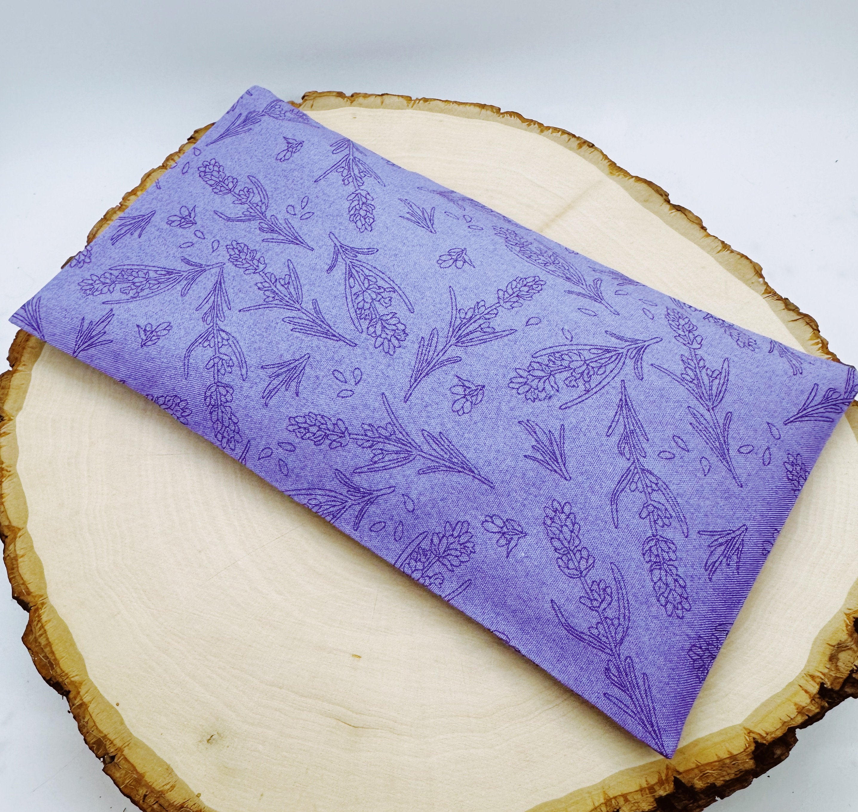 Handmade Weighted Lavender Eye Pillow for Yoga, Headache Relief, Washable Cover, Lavender field purple