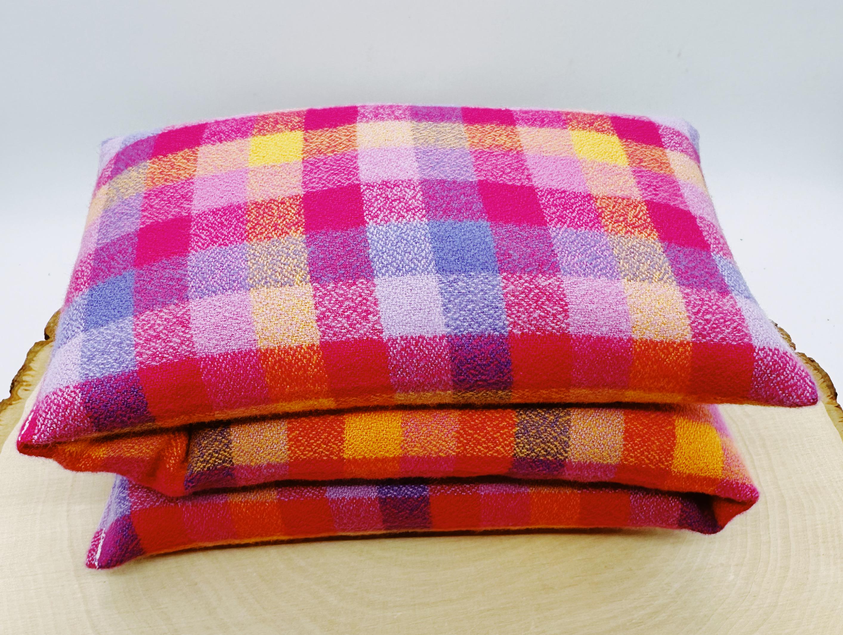 Lavender Neck Wrap Hot and Cold Therapy Plaid Orange Pink