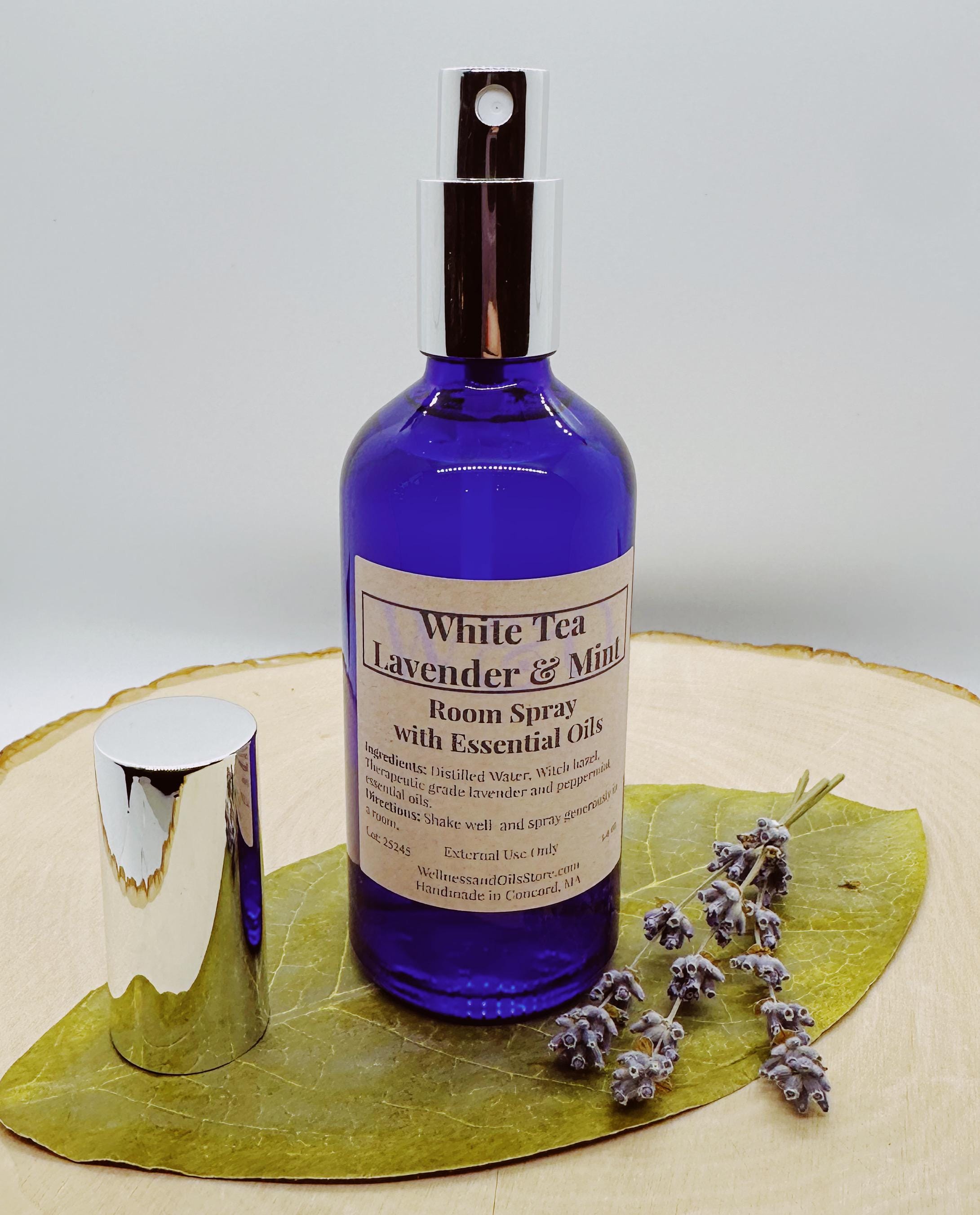 White tea Lavender & Mint Essential Oil Room Spray: Natural Aromatherapy Mist