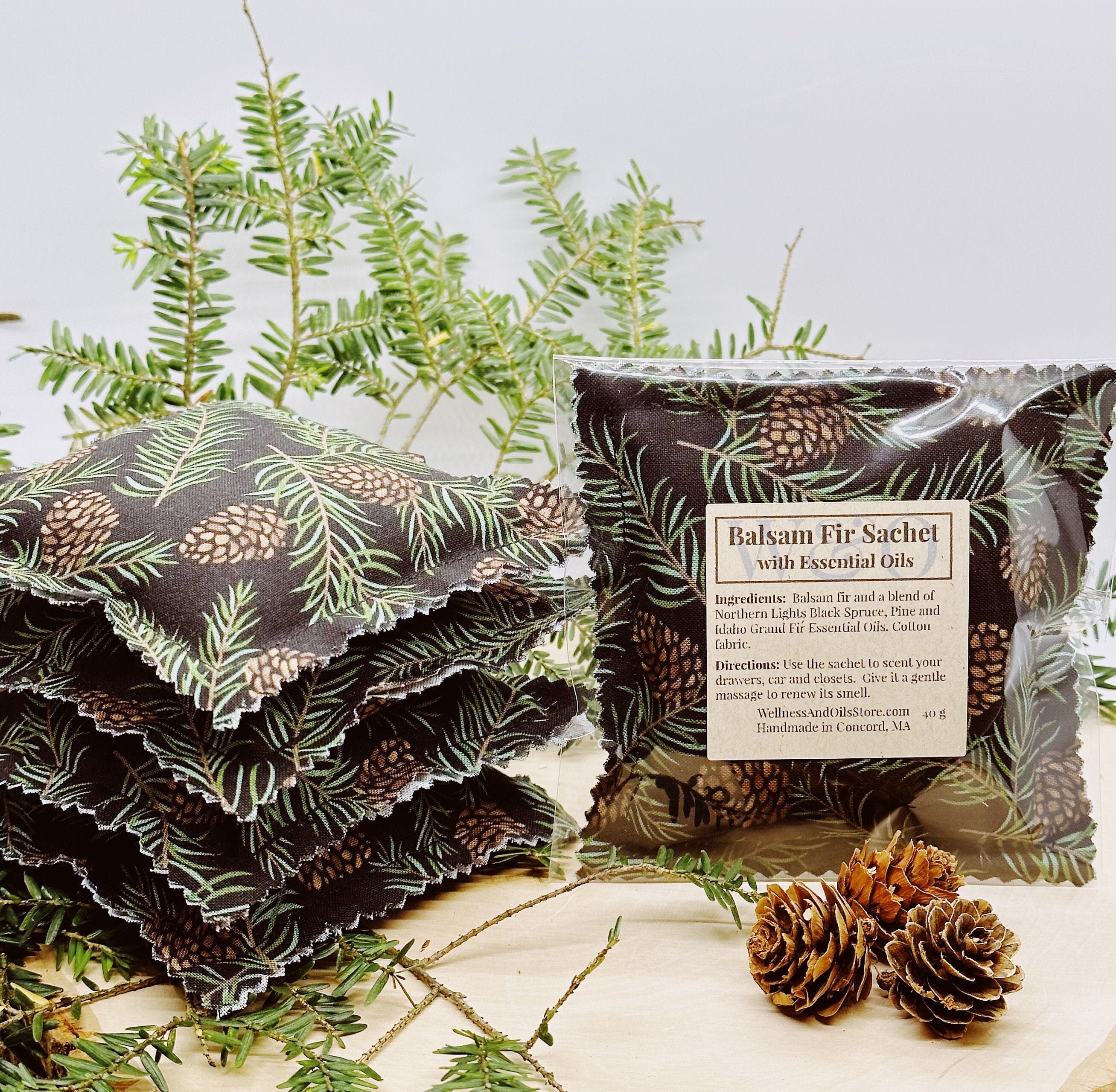 Balsam Fir Sachet Pillow: Essential Oils, Evergreen Pinecones