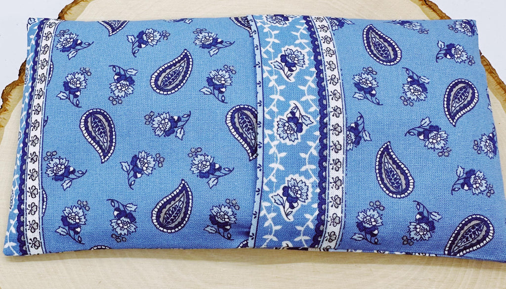 Handmade Lavender Eye Pillow: Weighted Cotton, Headache & Stress Relief, Provencal Blue