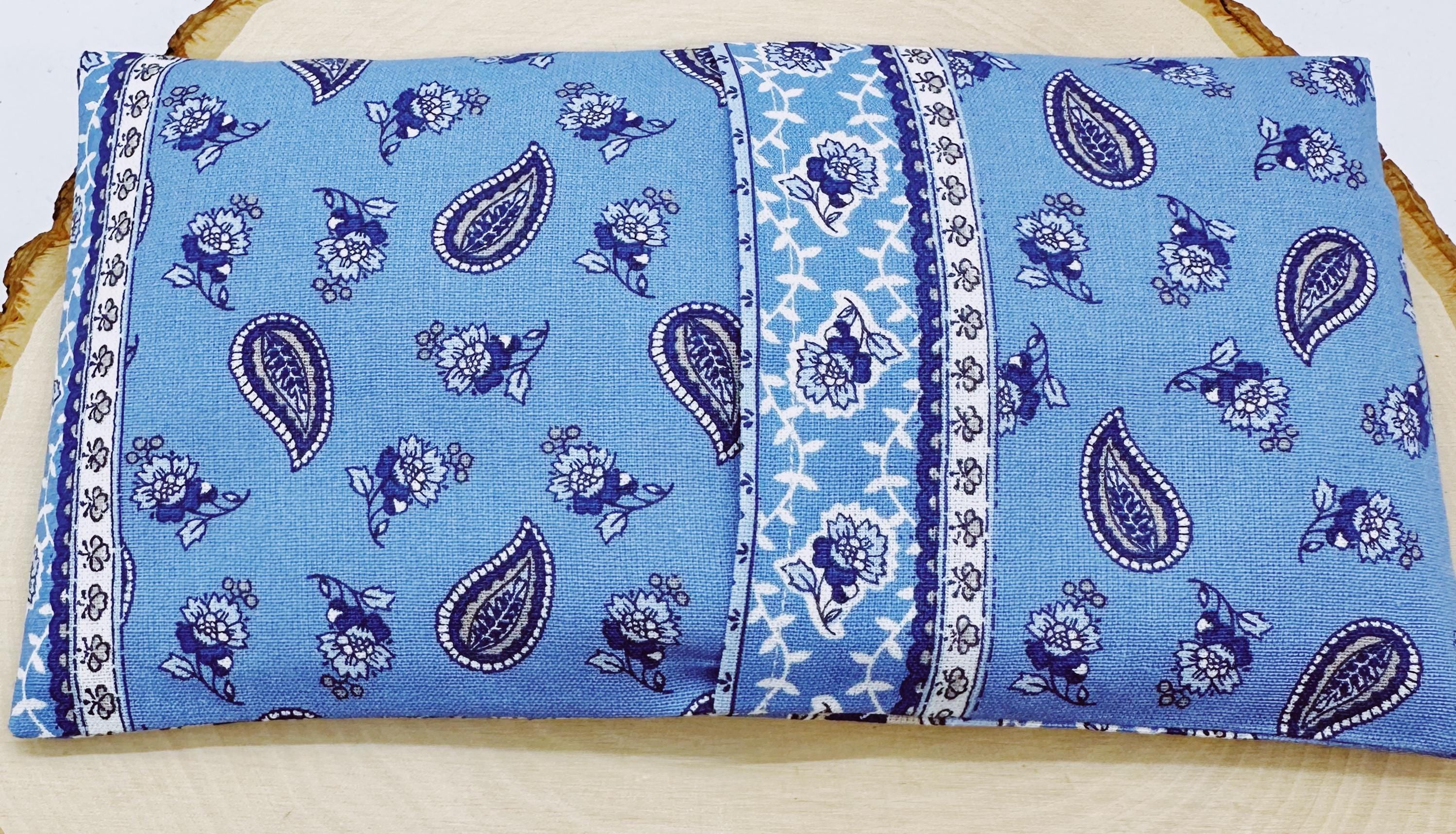 Handmade Lavender Eye Pillow: Weighted Cotton, Headache & Stress Relief, Provencal Blue