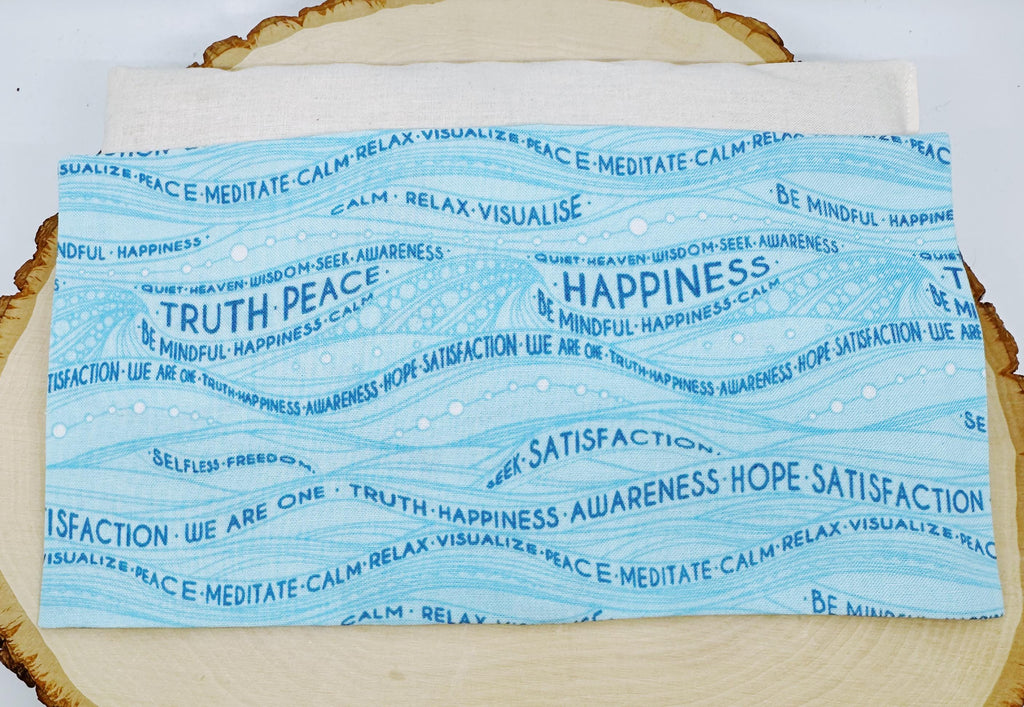 Handmade Lavender Eye Pillow: Weighted Cotton, Headache & Stress Relief, Be Mindful Blue